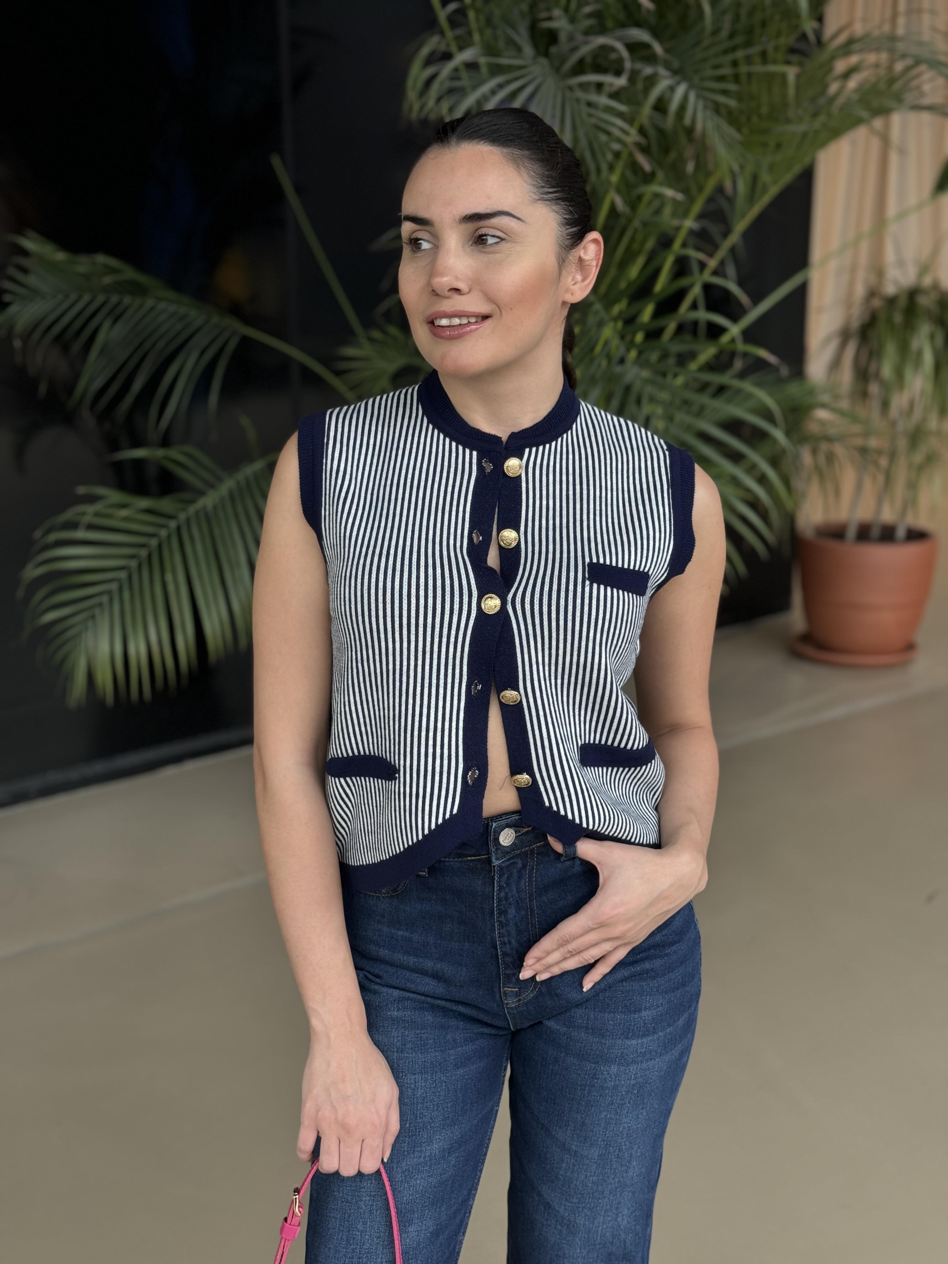 MASSIMO DUITTI ÇİZGİLİ YELEK