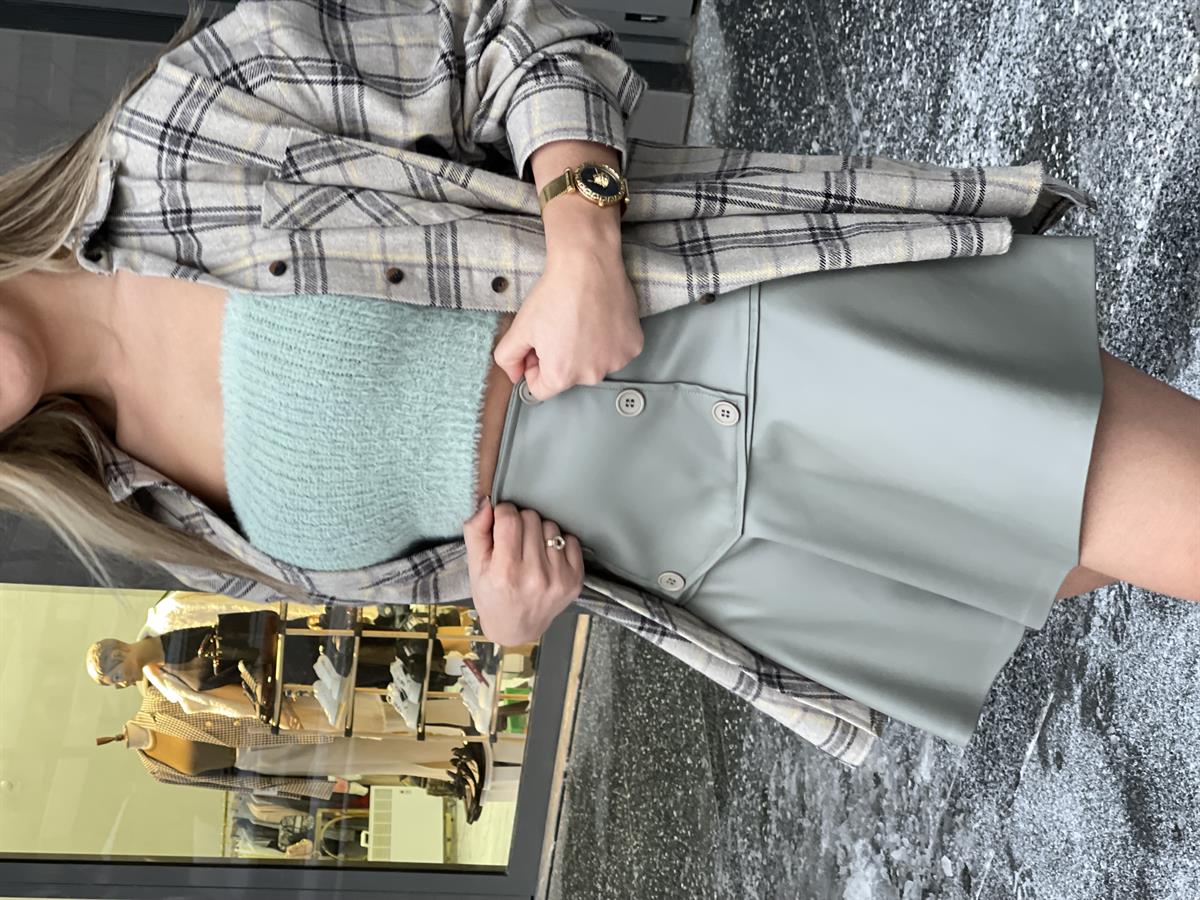 MİNT YEŞİLİ DERİ ETEK