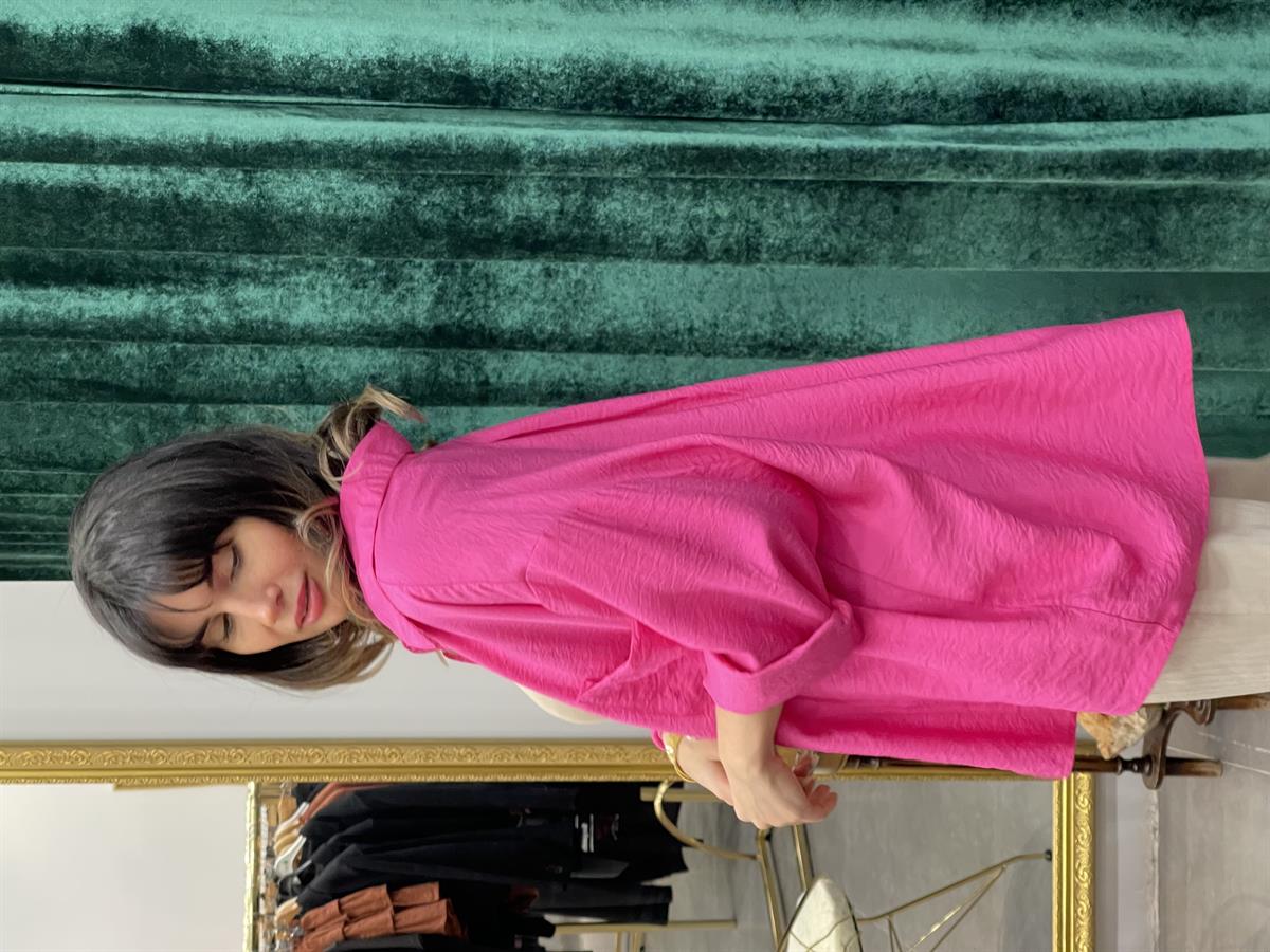 OVERSIZE MANGO FUŞYA GÖMLEK