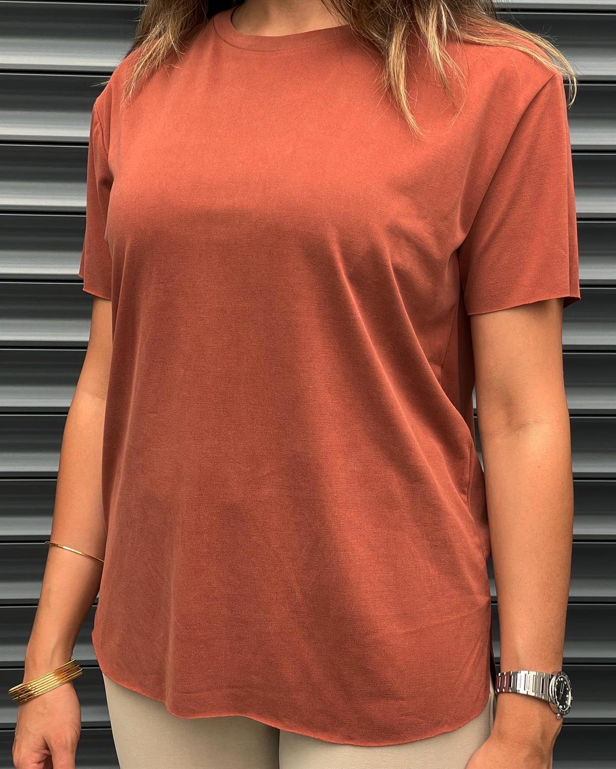 OYSHO KİREMİT RENK T-SHIRT