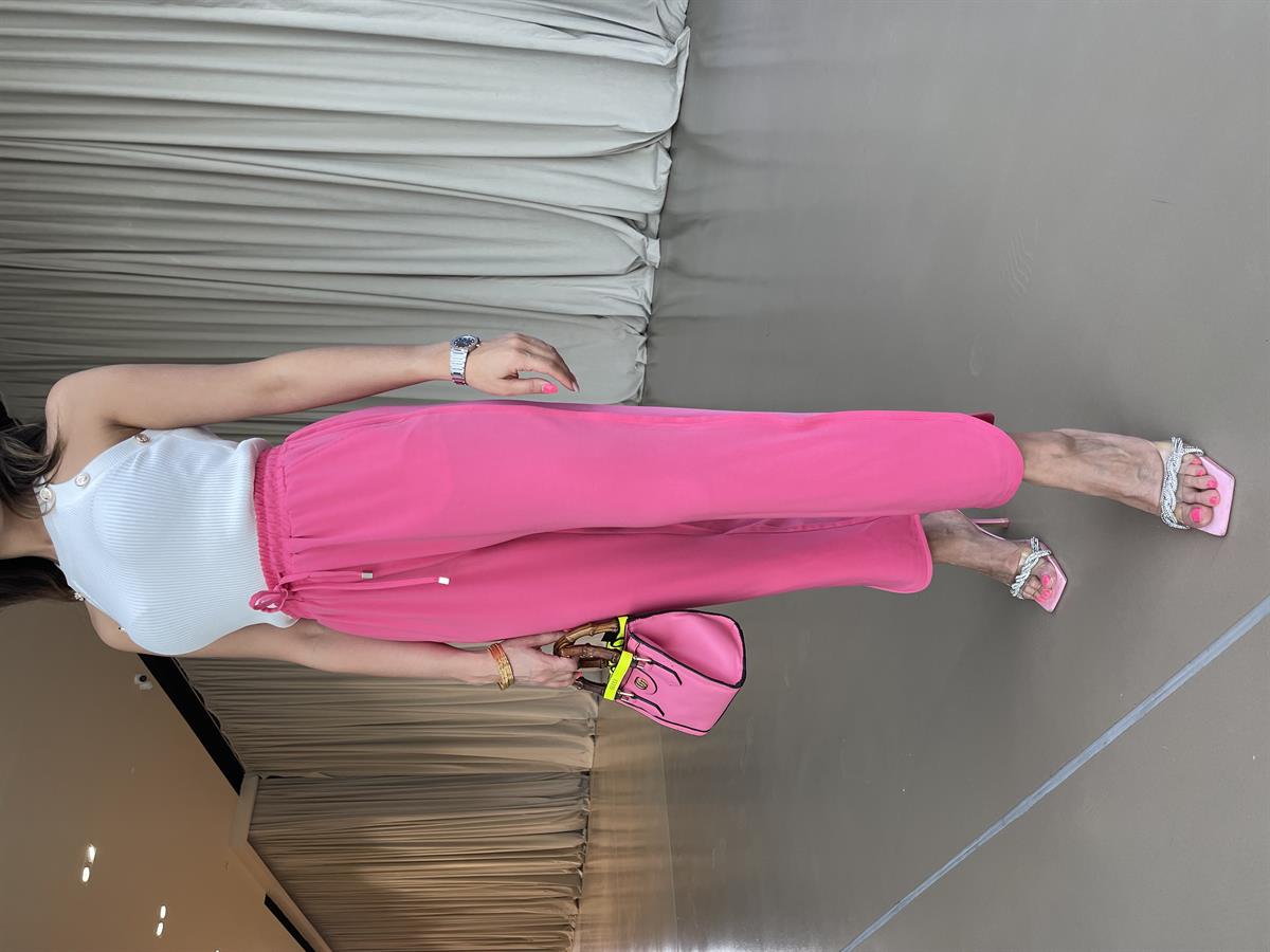 PEMBE BELDEN BAĞLAMALI PANTOLON