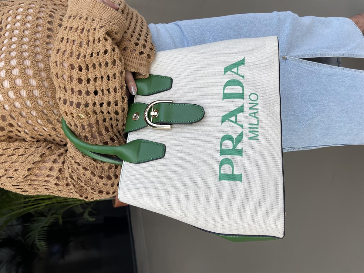 PRADA BEJ-YEŞİL ÇANTA