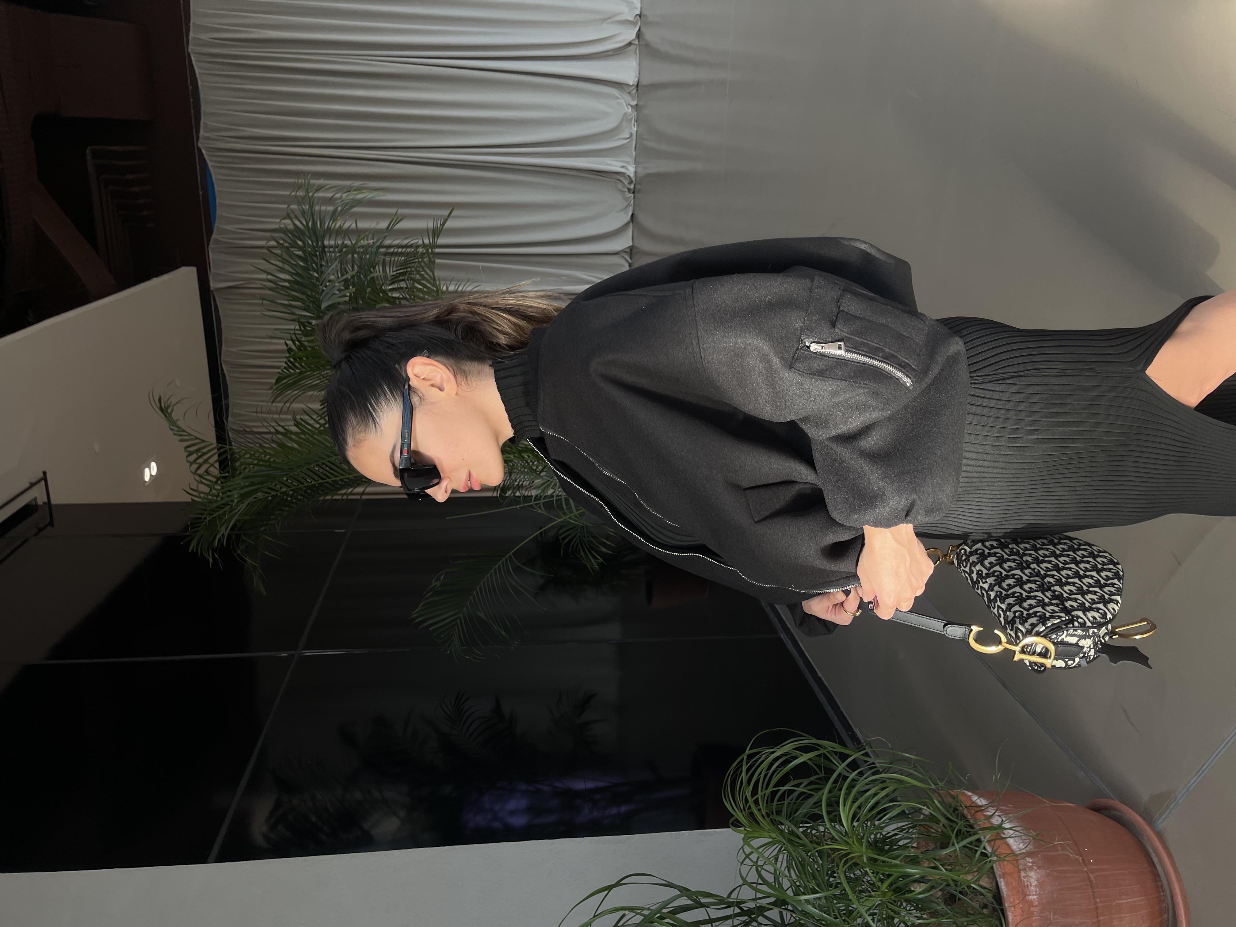 SİYAH KAŞE BOMBER CEKET