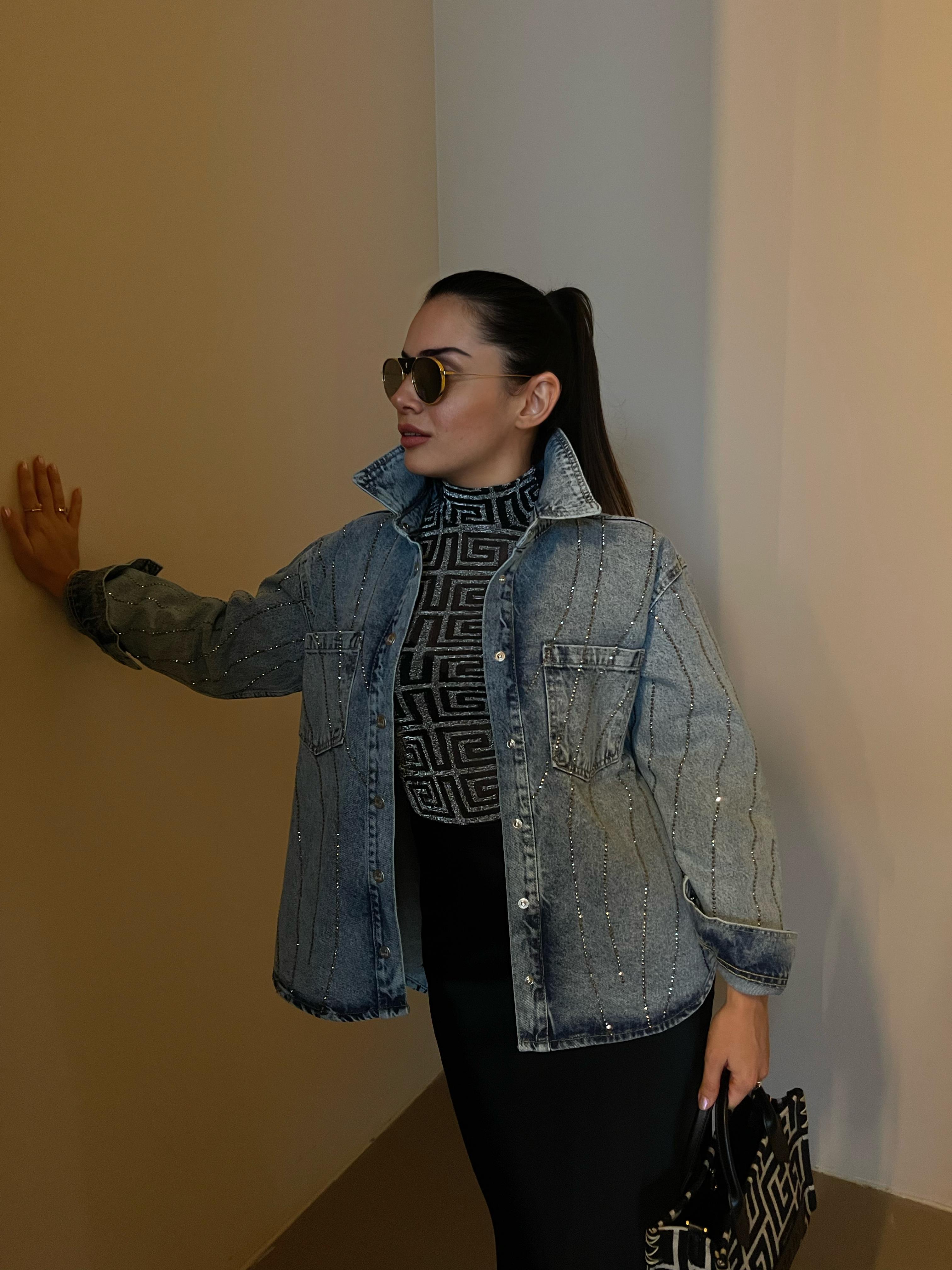 TAŞLI DENIM GÖMLEK CEKET