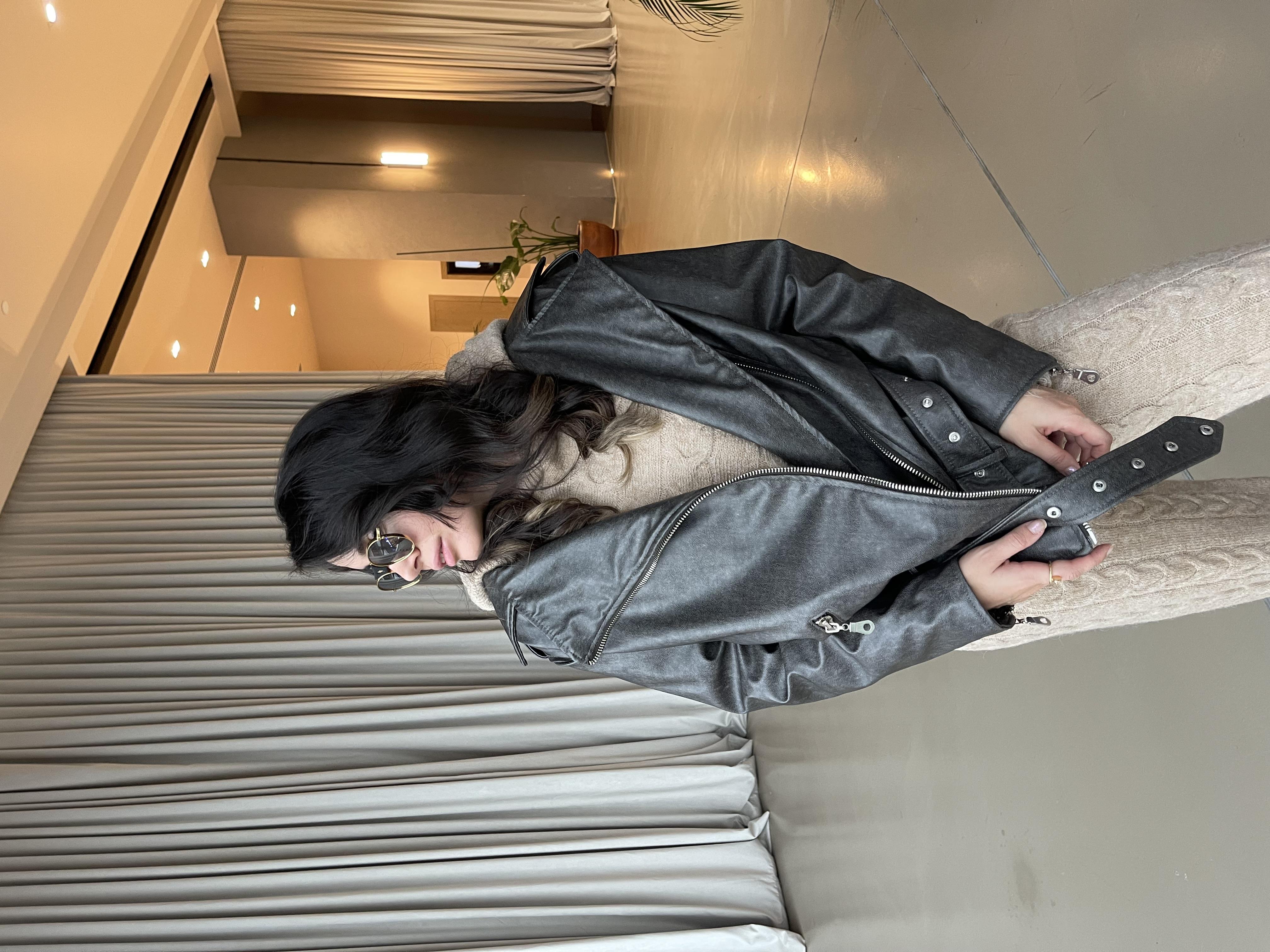 ACI KAHVE DERİ CEKET