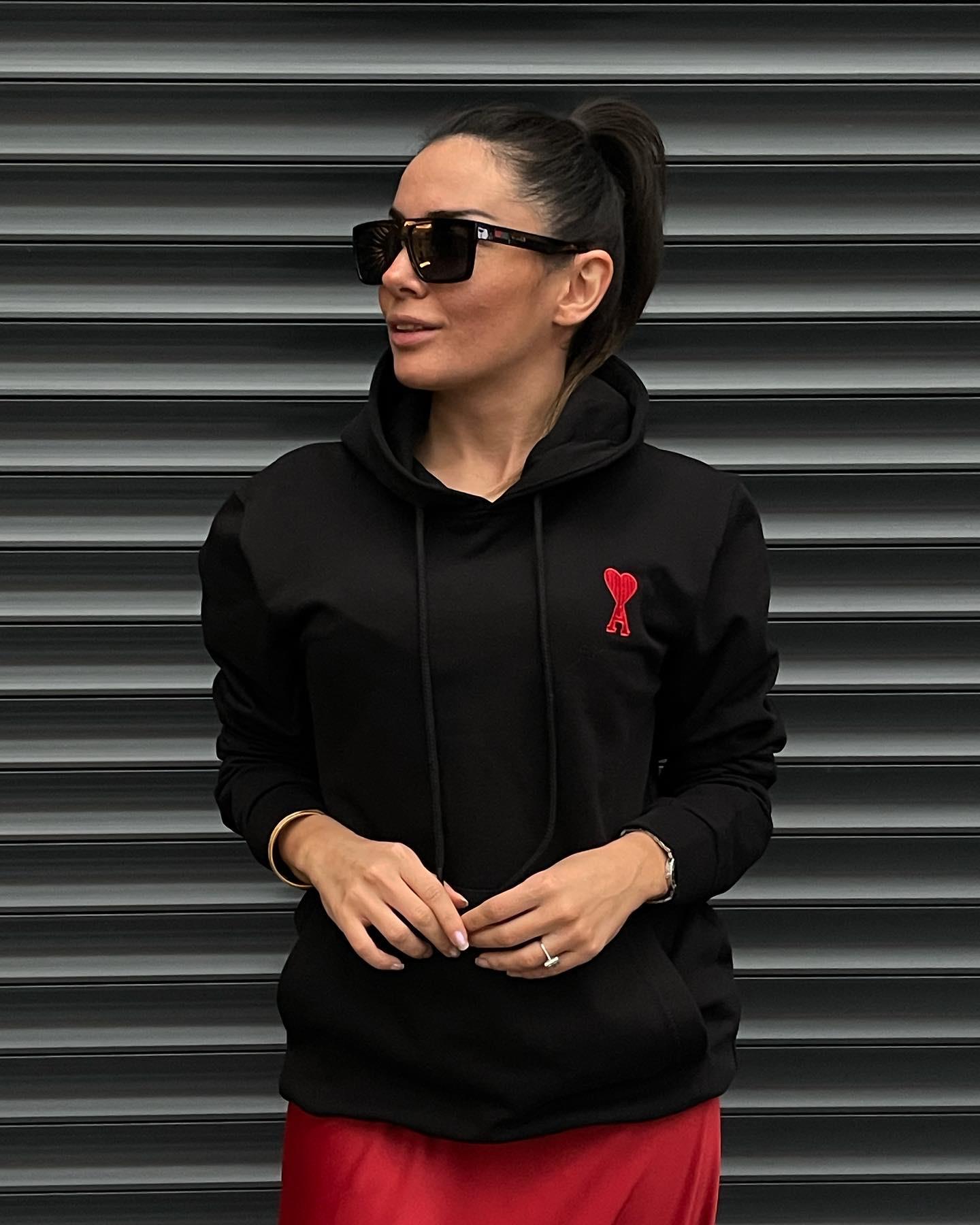 AMİ MARKA SİYAH KAPÜŞONLU SWEATSHIRT