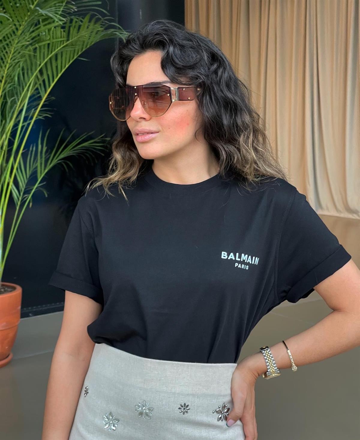 BALMAIN MİNİMAL YAZILI T-SHIRT