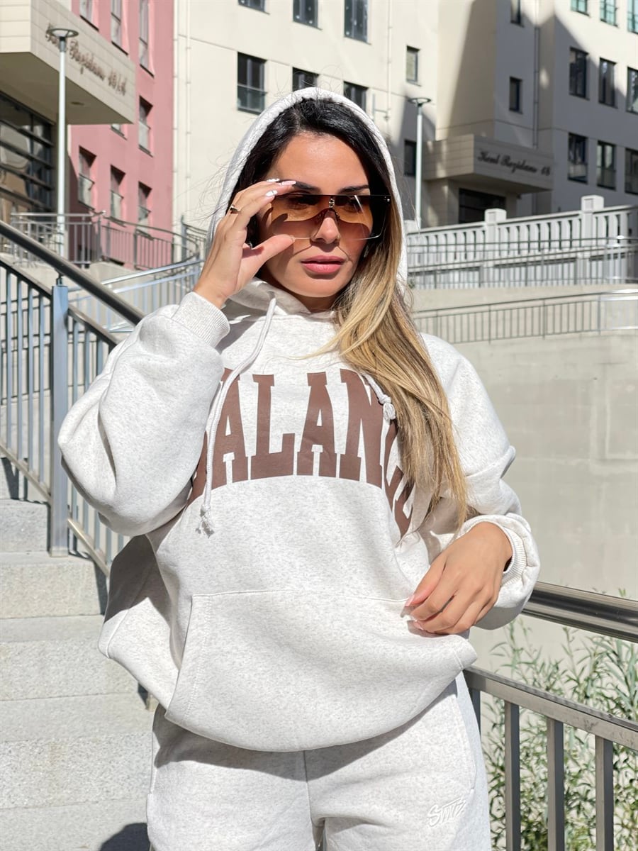 BEJ KAPUŞONLU SWEATSHIRT