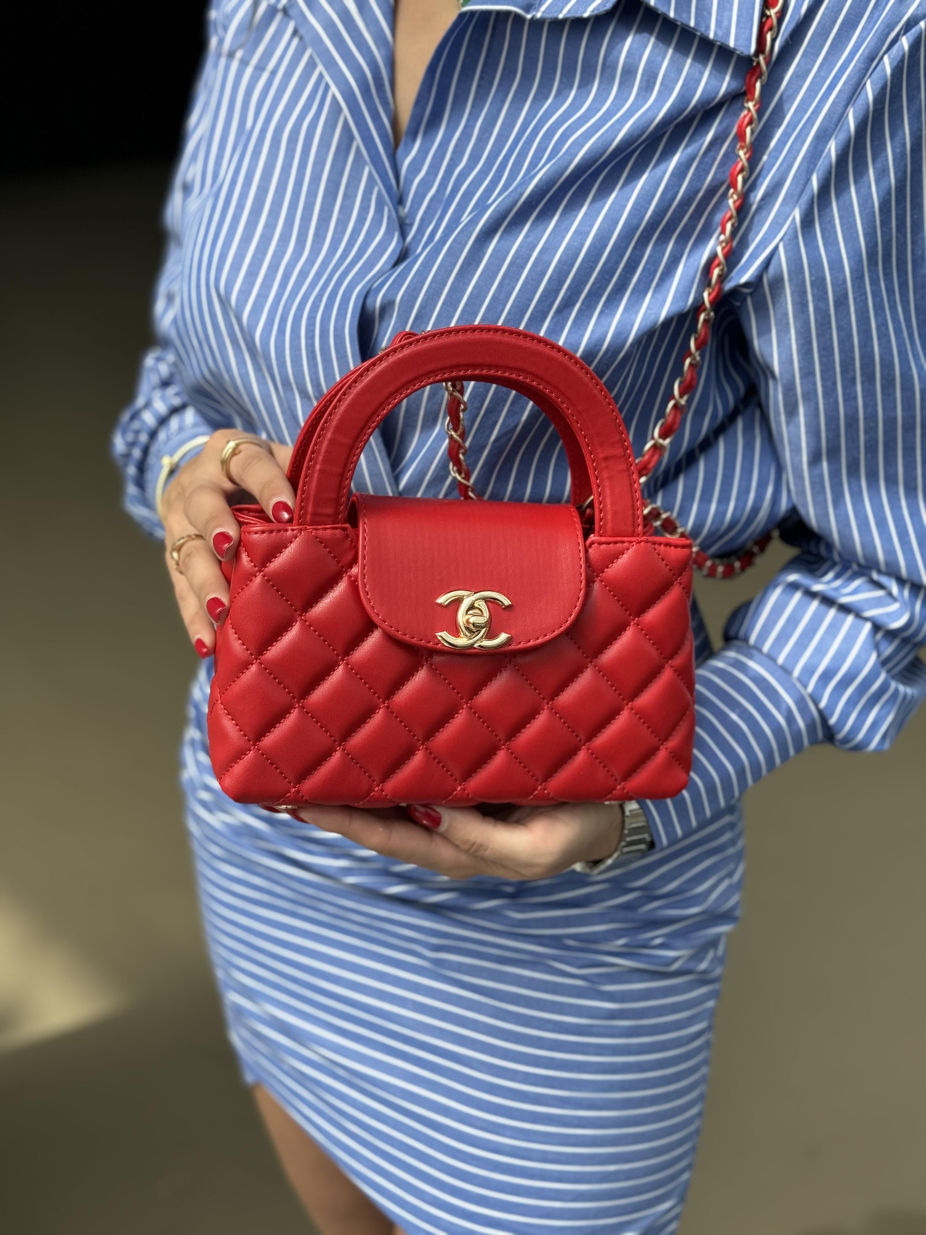 CELINE ZİNCİR DETAYLI KIRMIZI ÇANTA