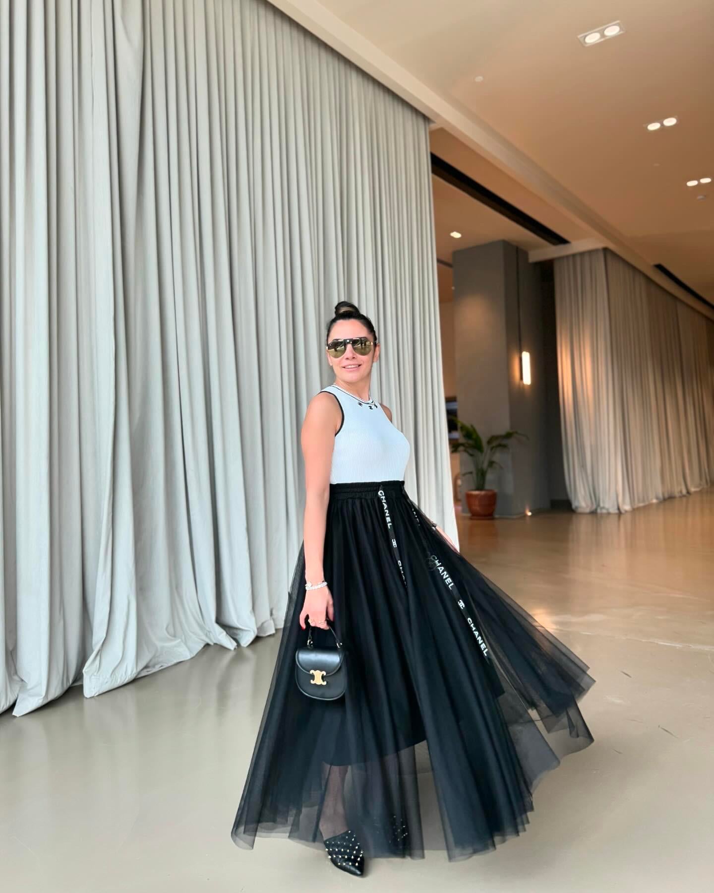 CHANEL SİYAH TÜL UZUN ETEK