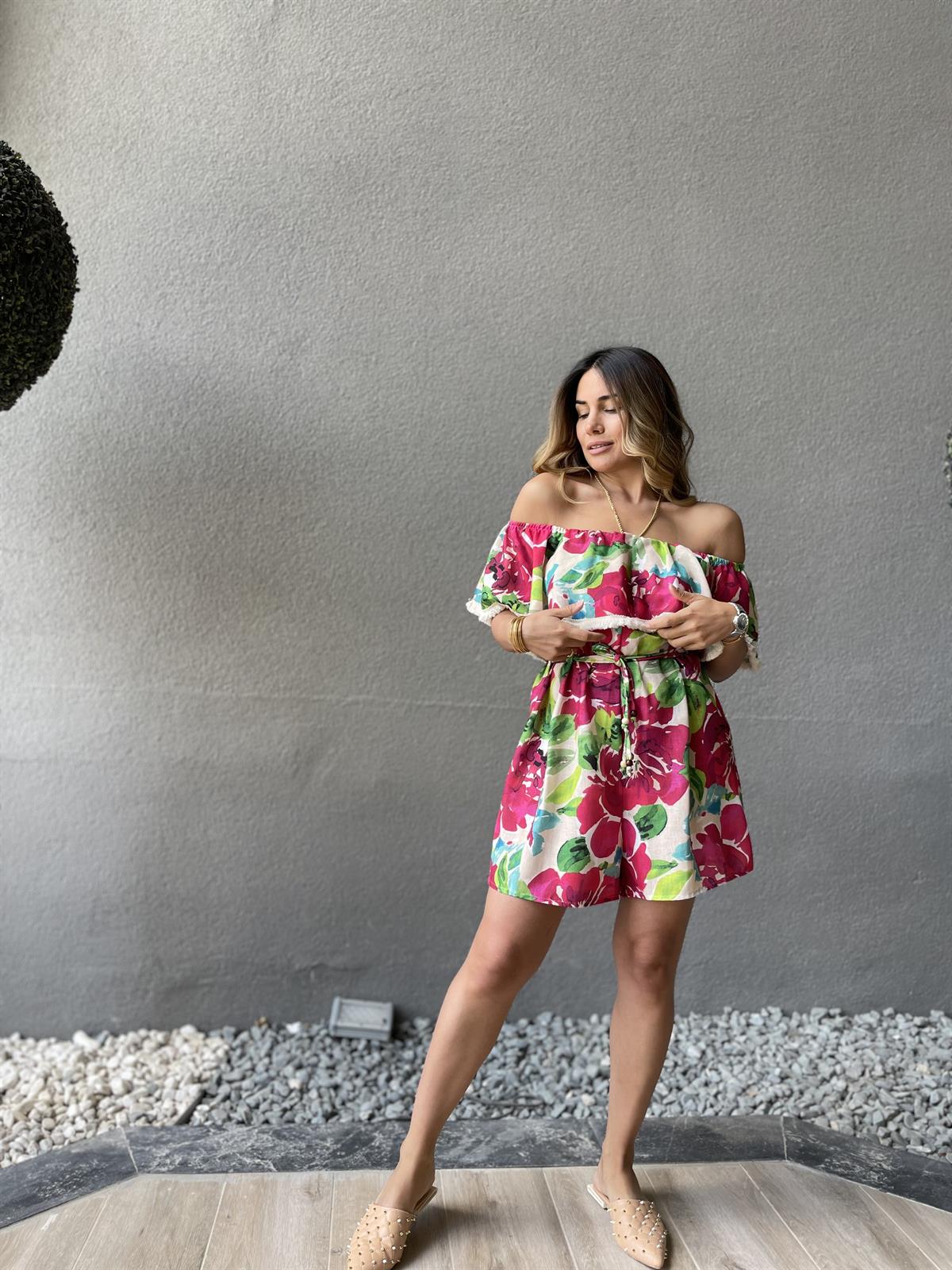 ÇİÇEKLİ KISA TULUM