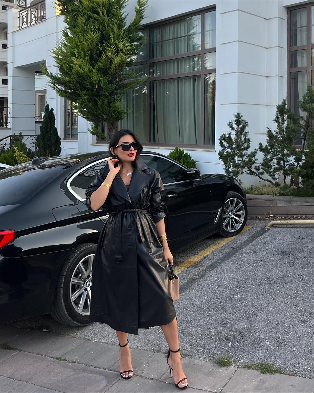 DERİ SİYAH TRENÇKOT