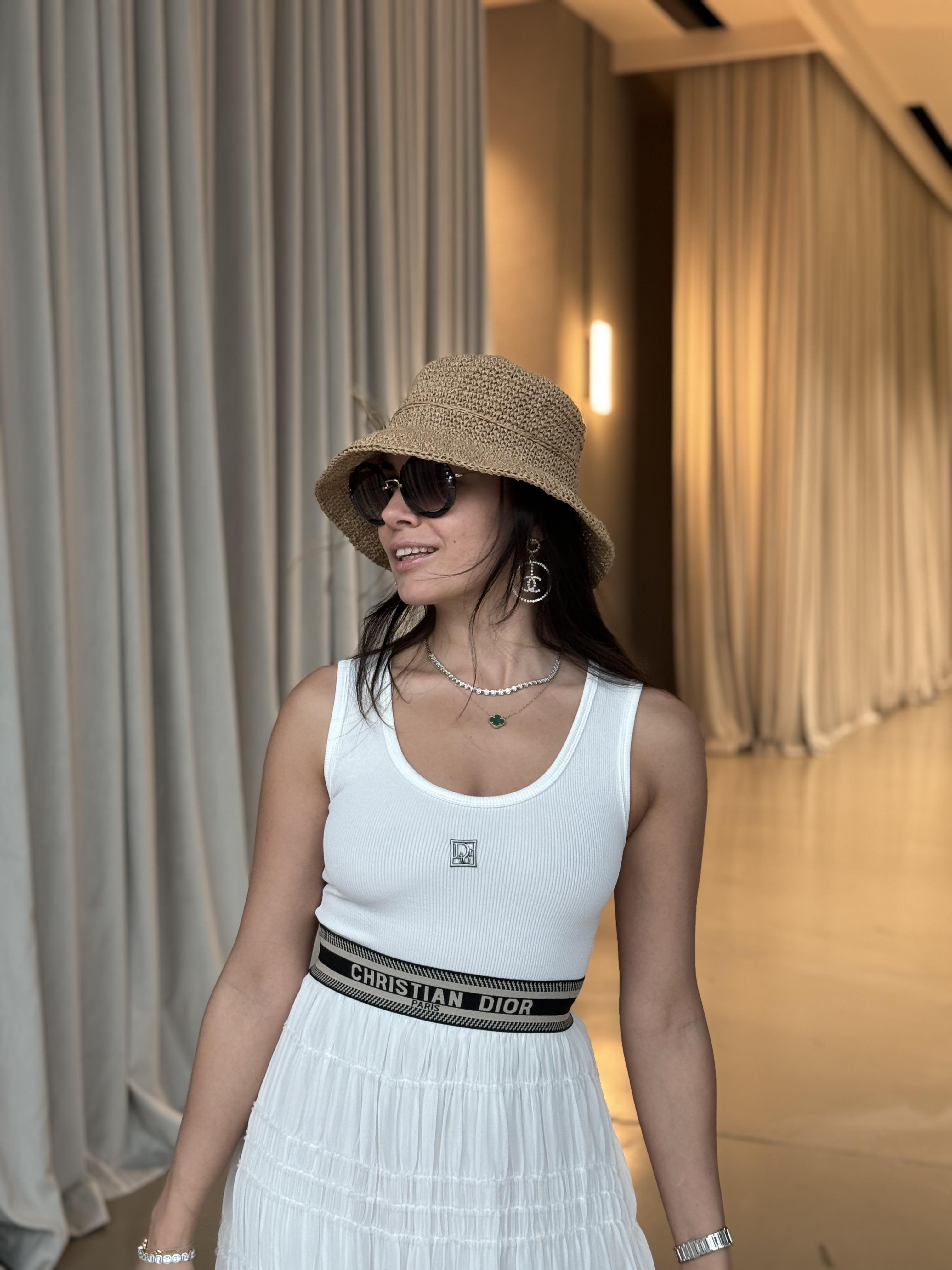 DİOR KALIN ASKILI BEYAZ BLUZ