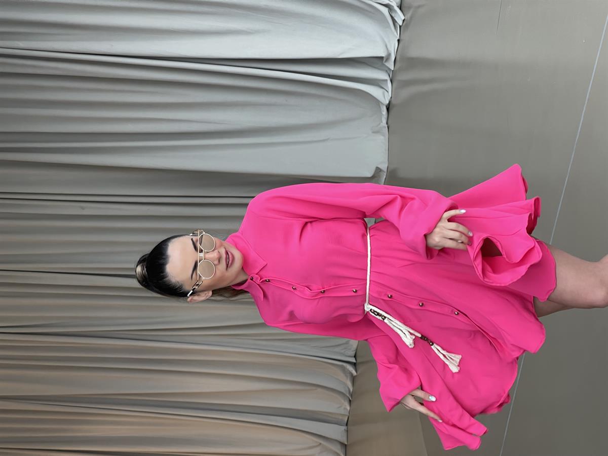 FUŞYA BELDEN BAĞLAMALI ELBİSE