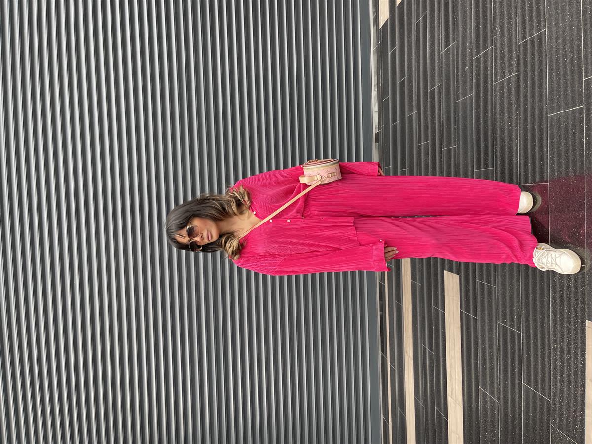 FUŞYA PİLİSELİ GÖMLEK PANTOLON TAKIM