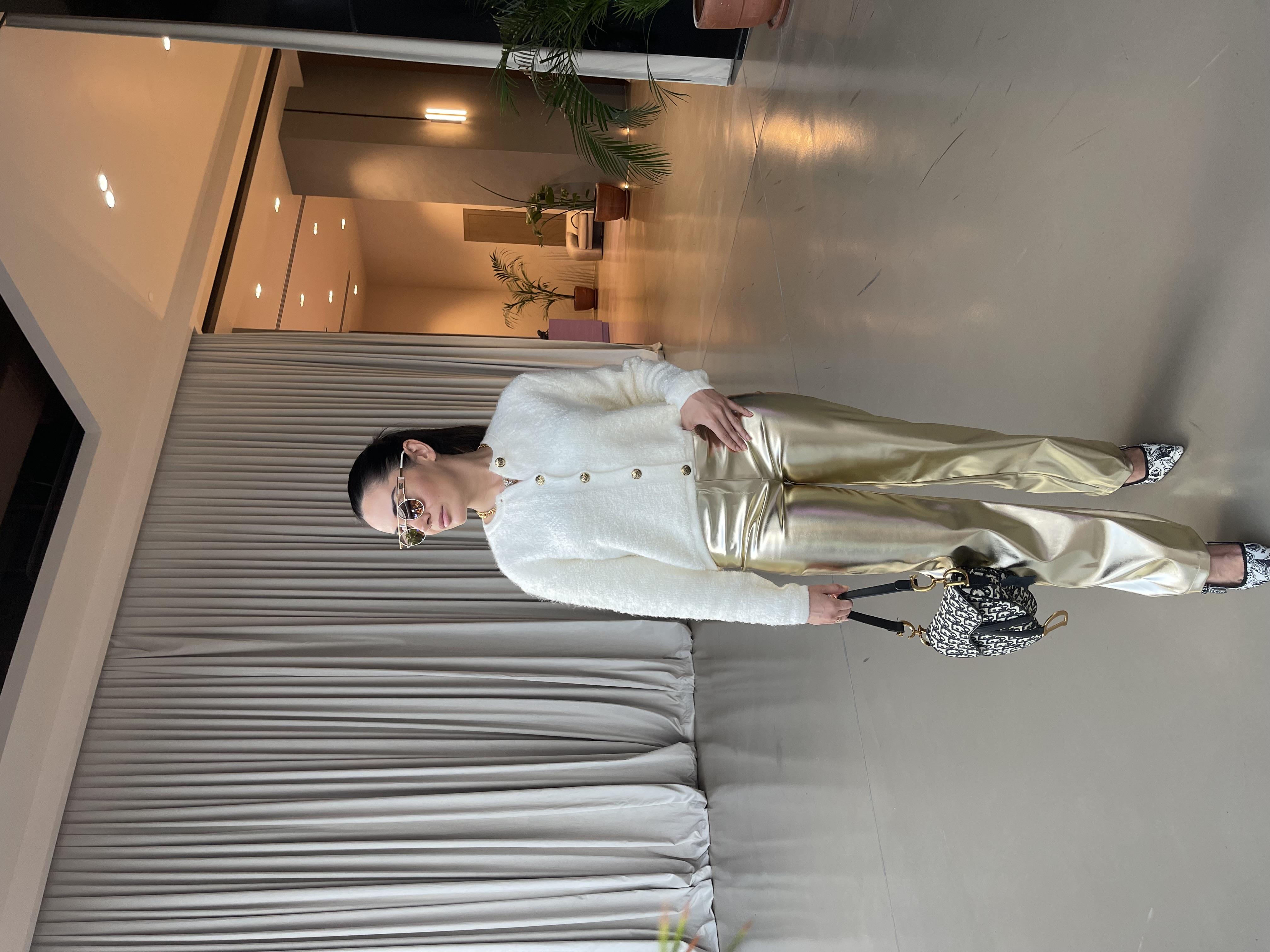 GOLD RENK PARLAK PANTOLON
