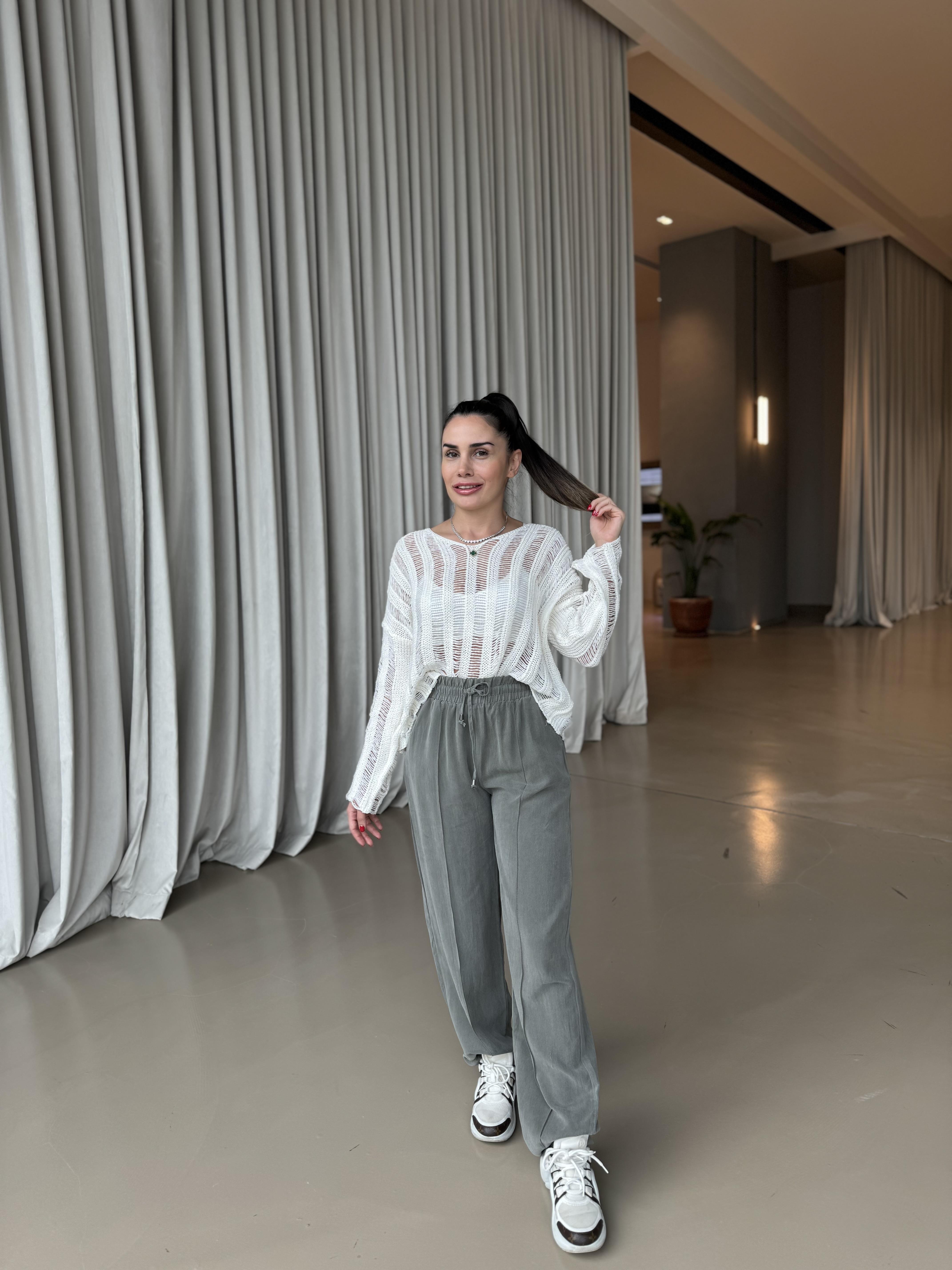 HAKİ BELİ LASTİKLİ BOL PANTOLON