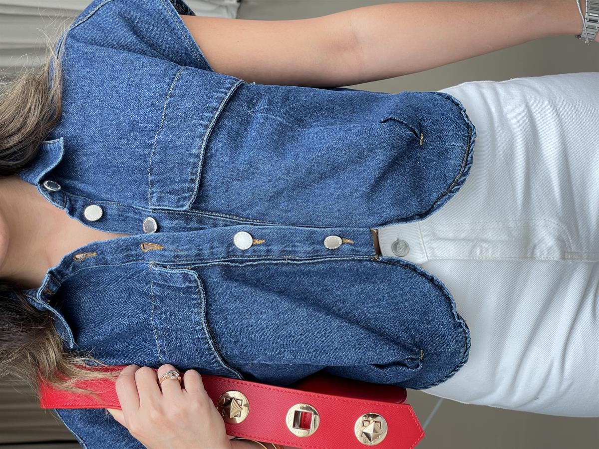 JEAN DÜĞMELİ YELEK