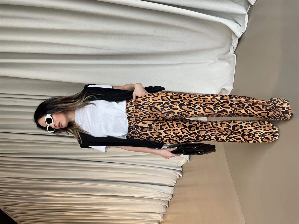 LEOPAR DESENLİ SATEN PANTOLON