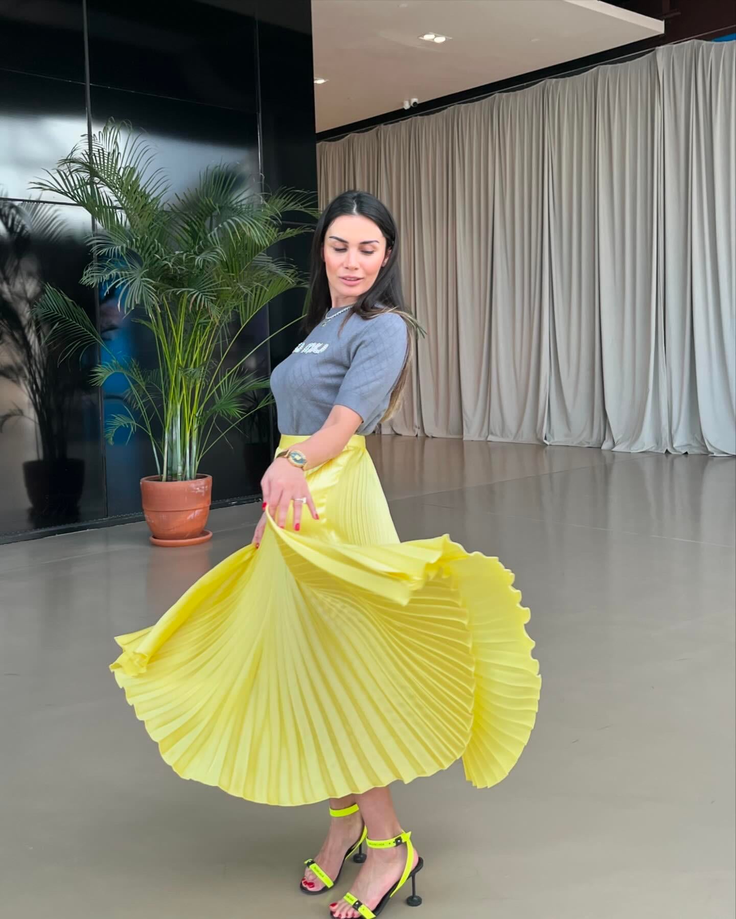 LİMON SARISI PİLELİ ETEK