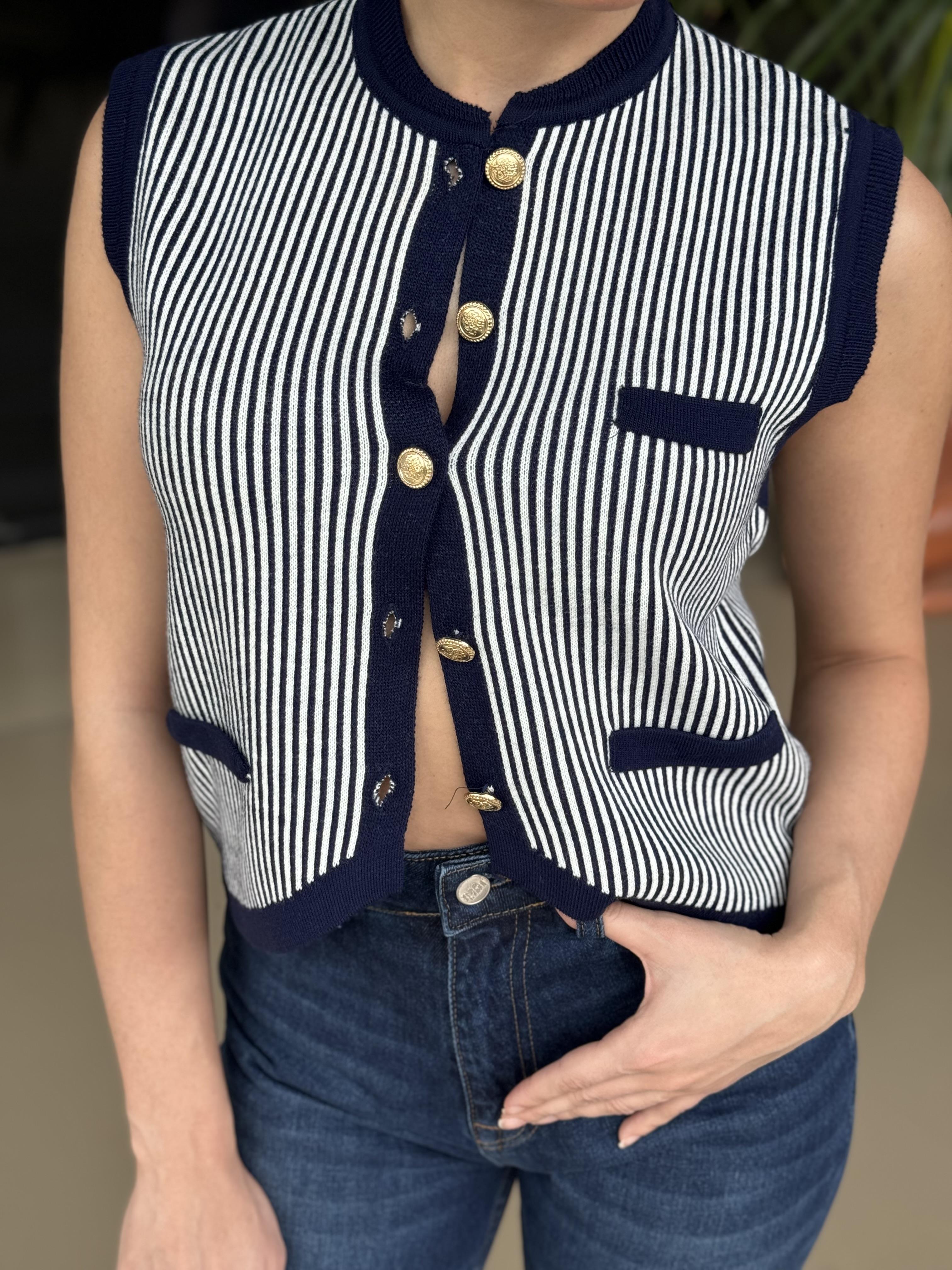 MASSIMO DUITTI ÇİZGİLİ YELEK