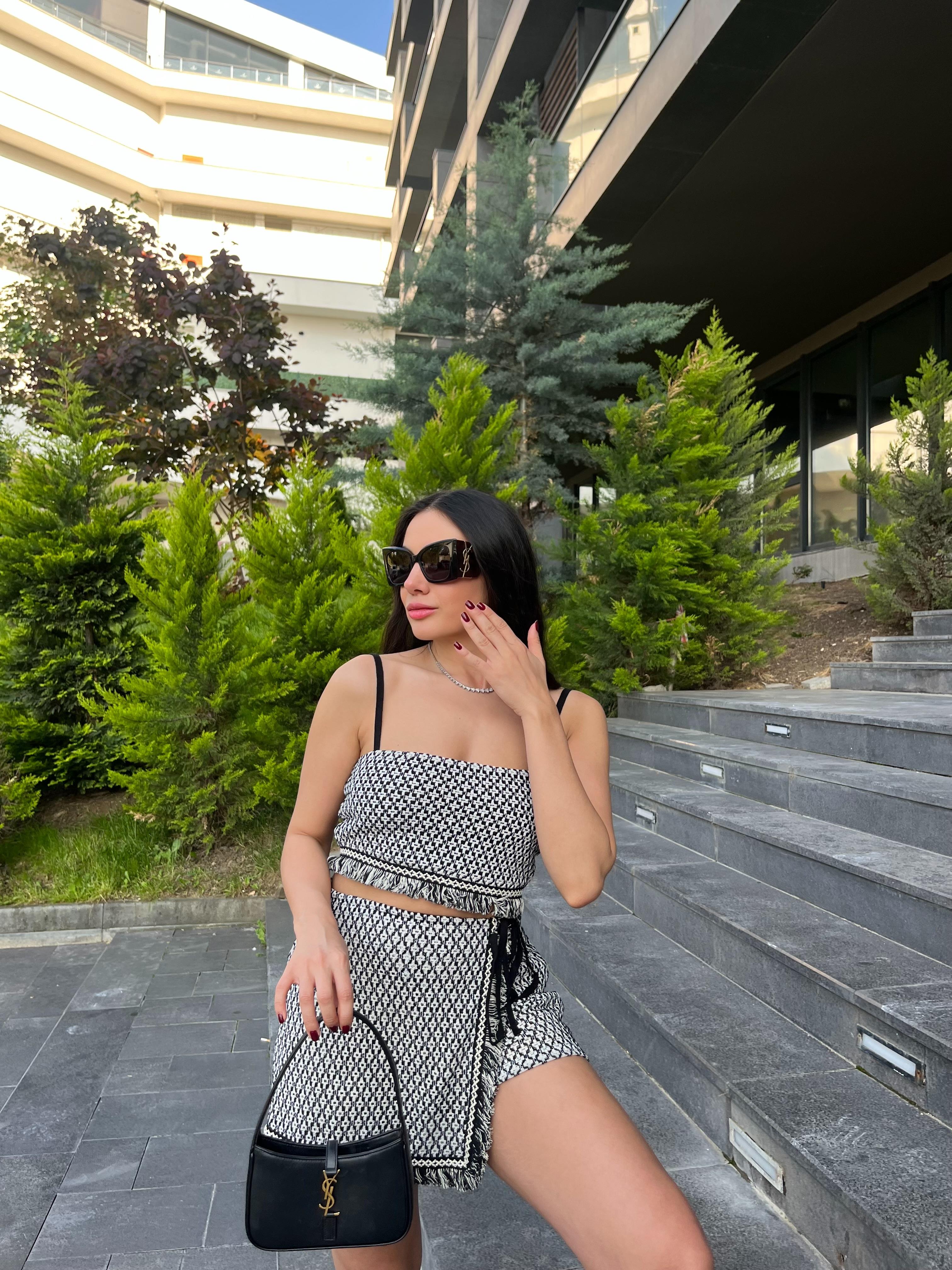 MİNİ ETEK CROP TAKIM 
