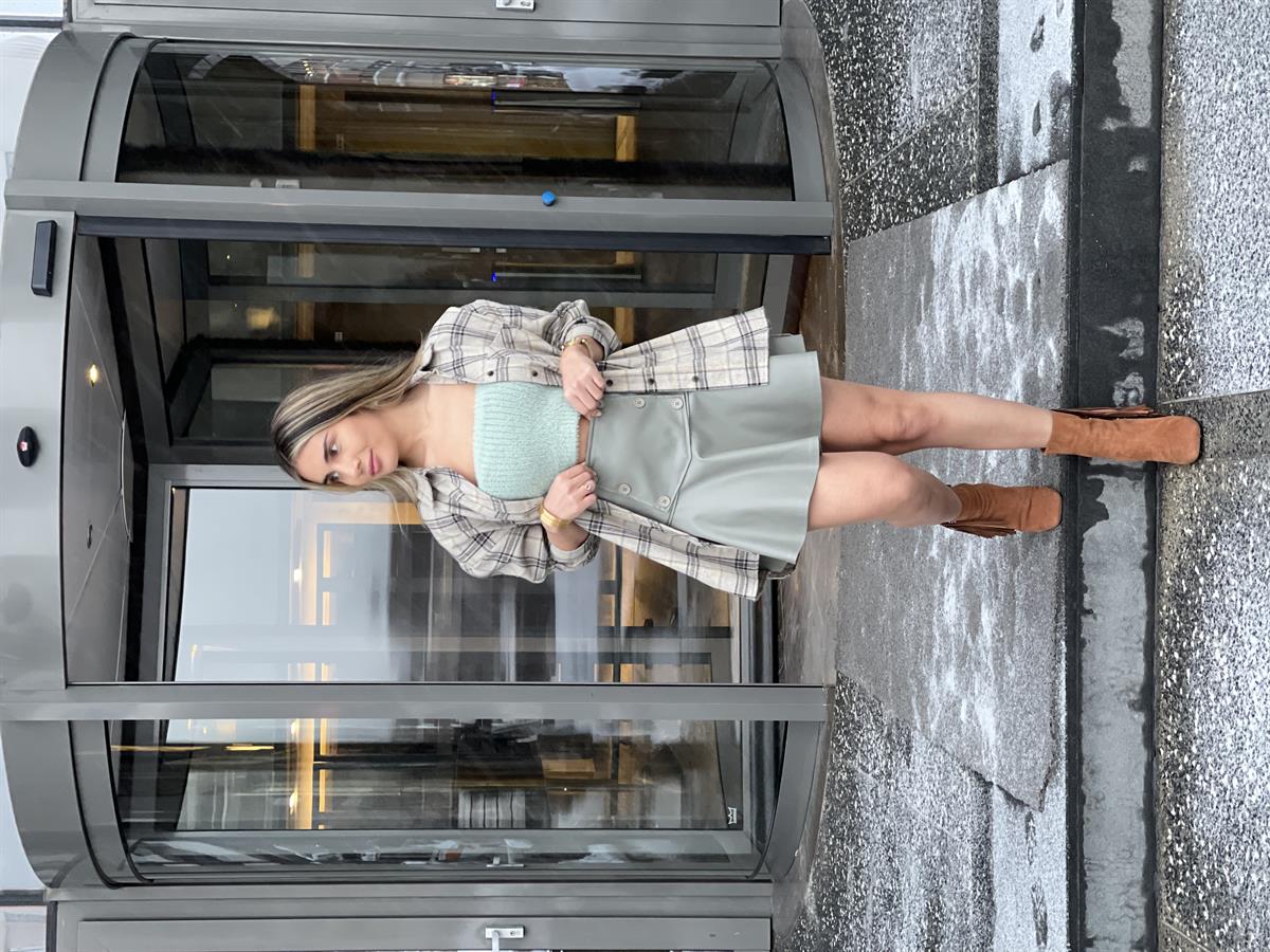 MİNT YEŞİLİ DERİ ETEK