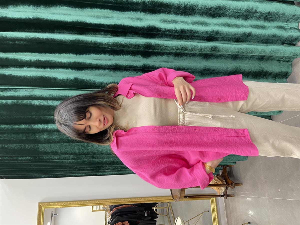 OVERSIZE MANGO FUŞYA GÖMLEK