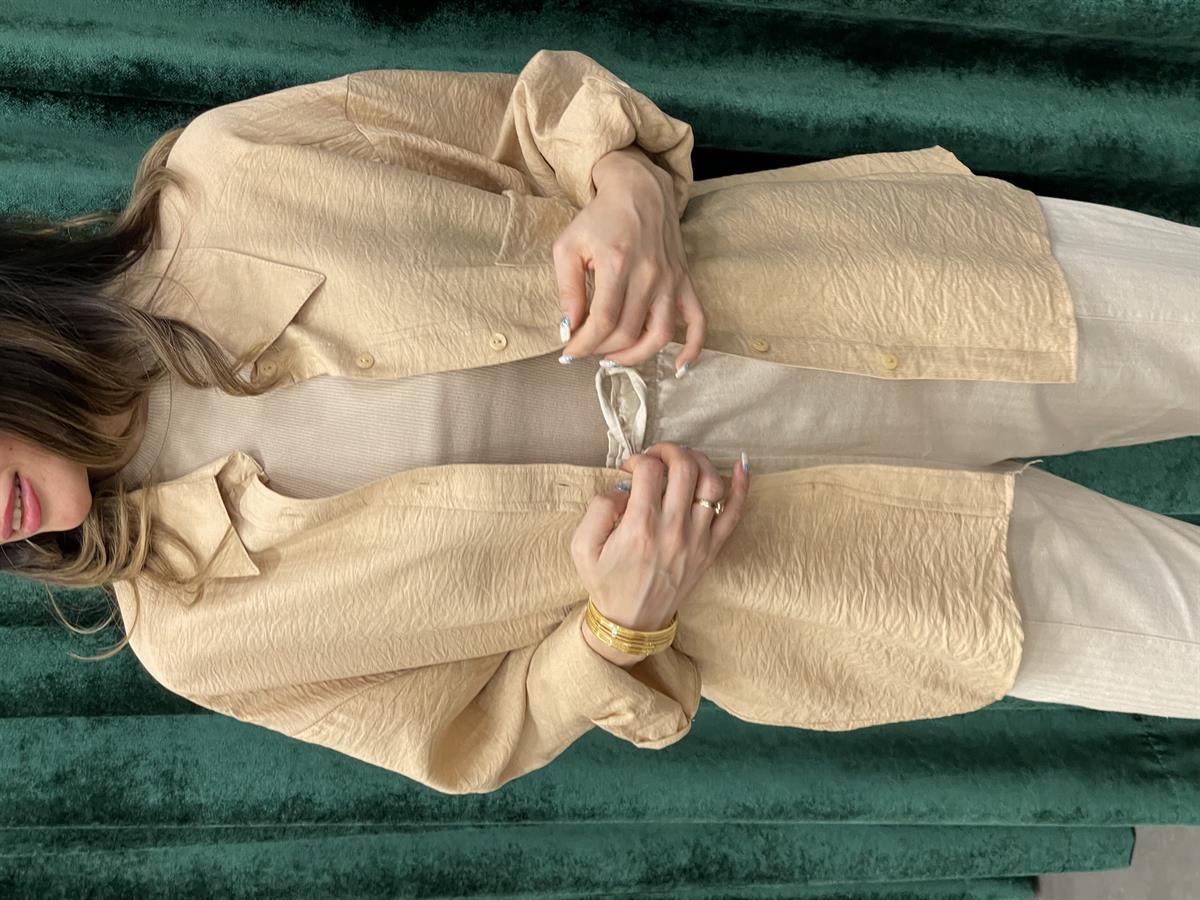 OVERSIZE MANGO KREM GÖMLEK