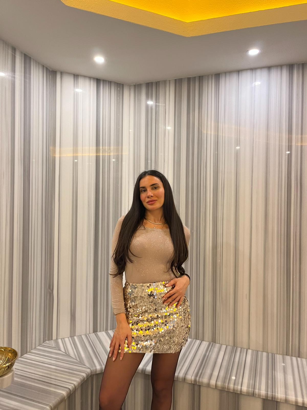 paletli etek simli üst takım 