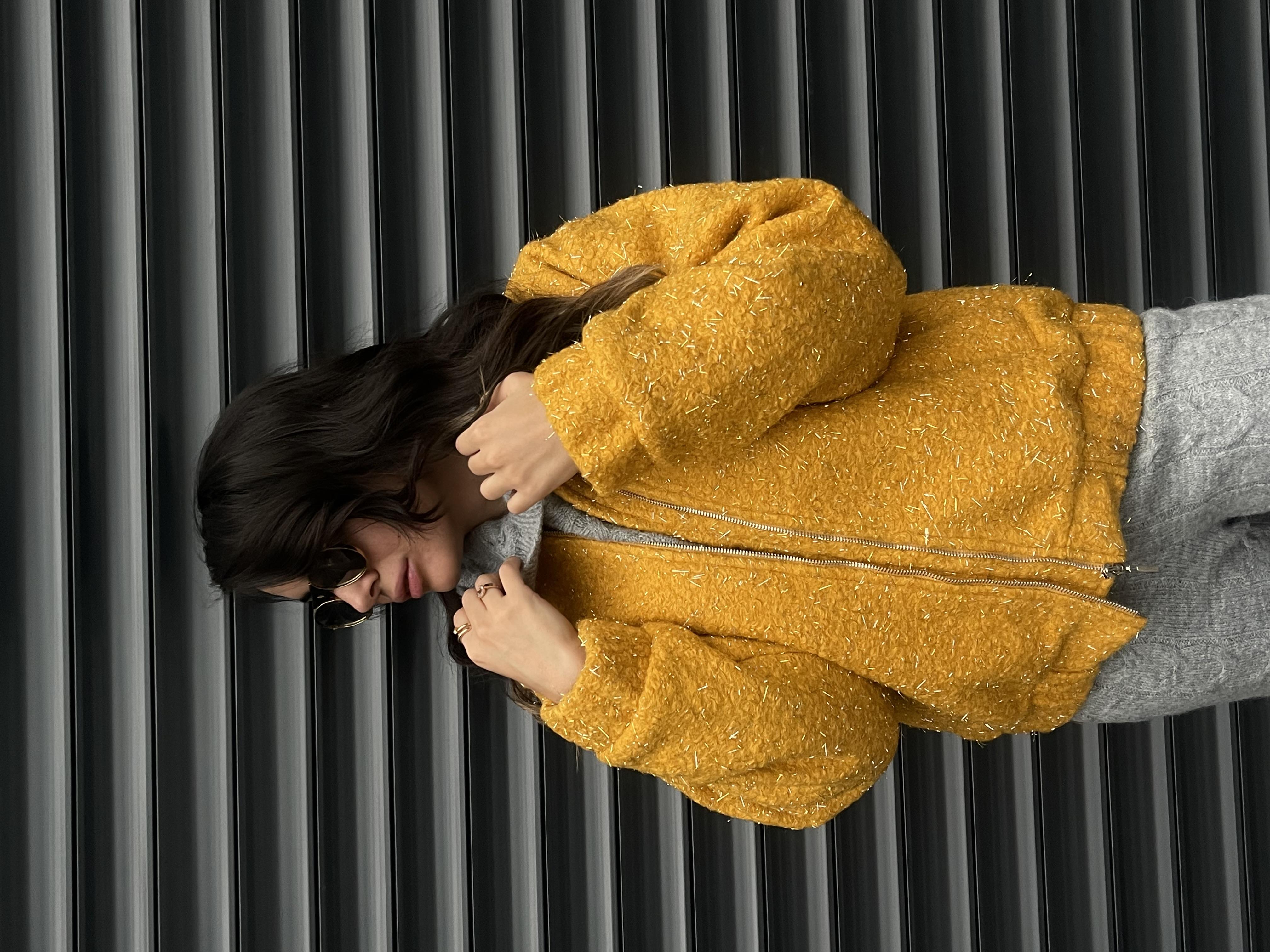 PASTEL SARI SİMLİ BOMBER CEKET