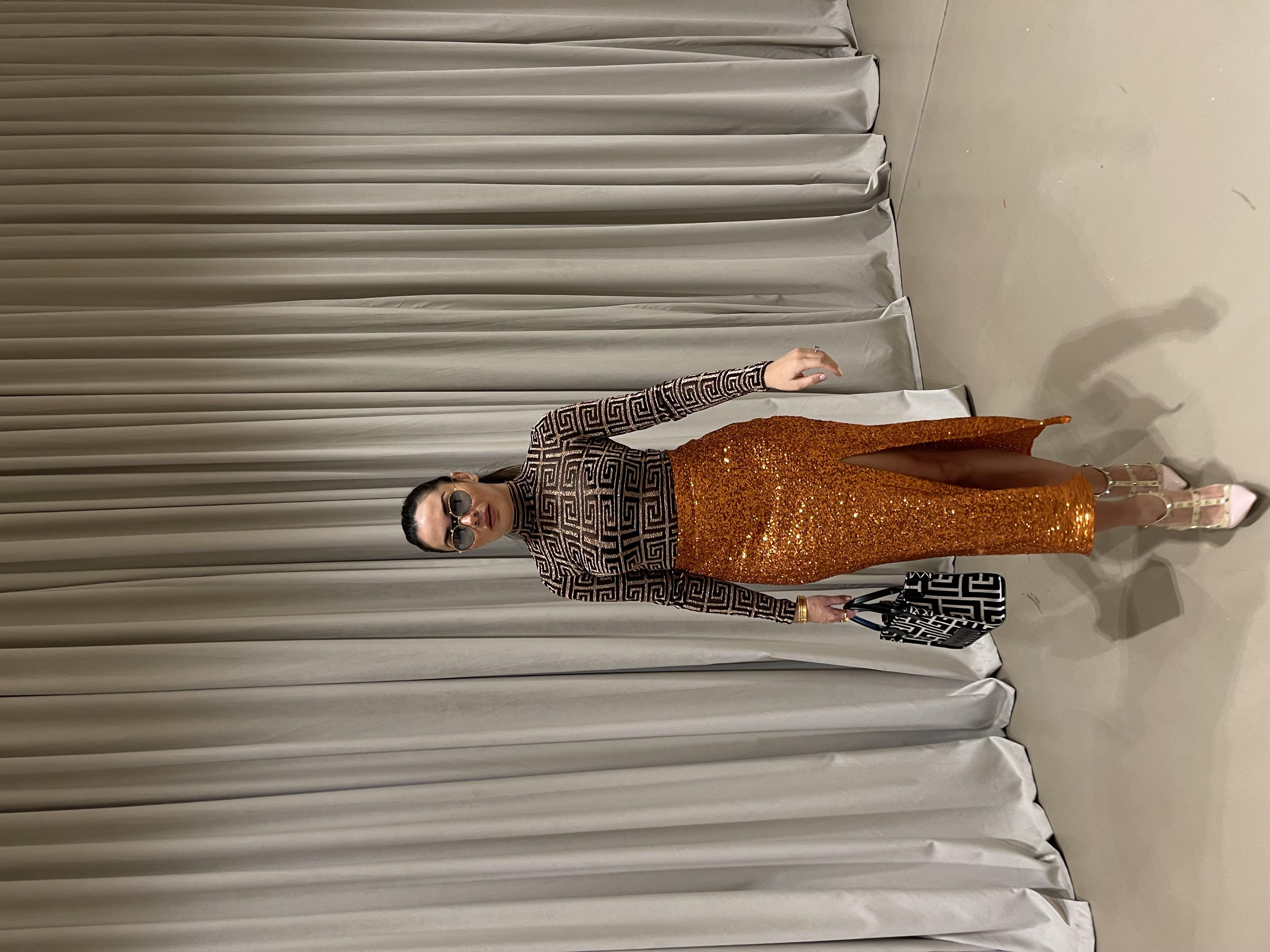 PAYETLİ YIRTMAÇLI TURUNCU ETEK