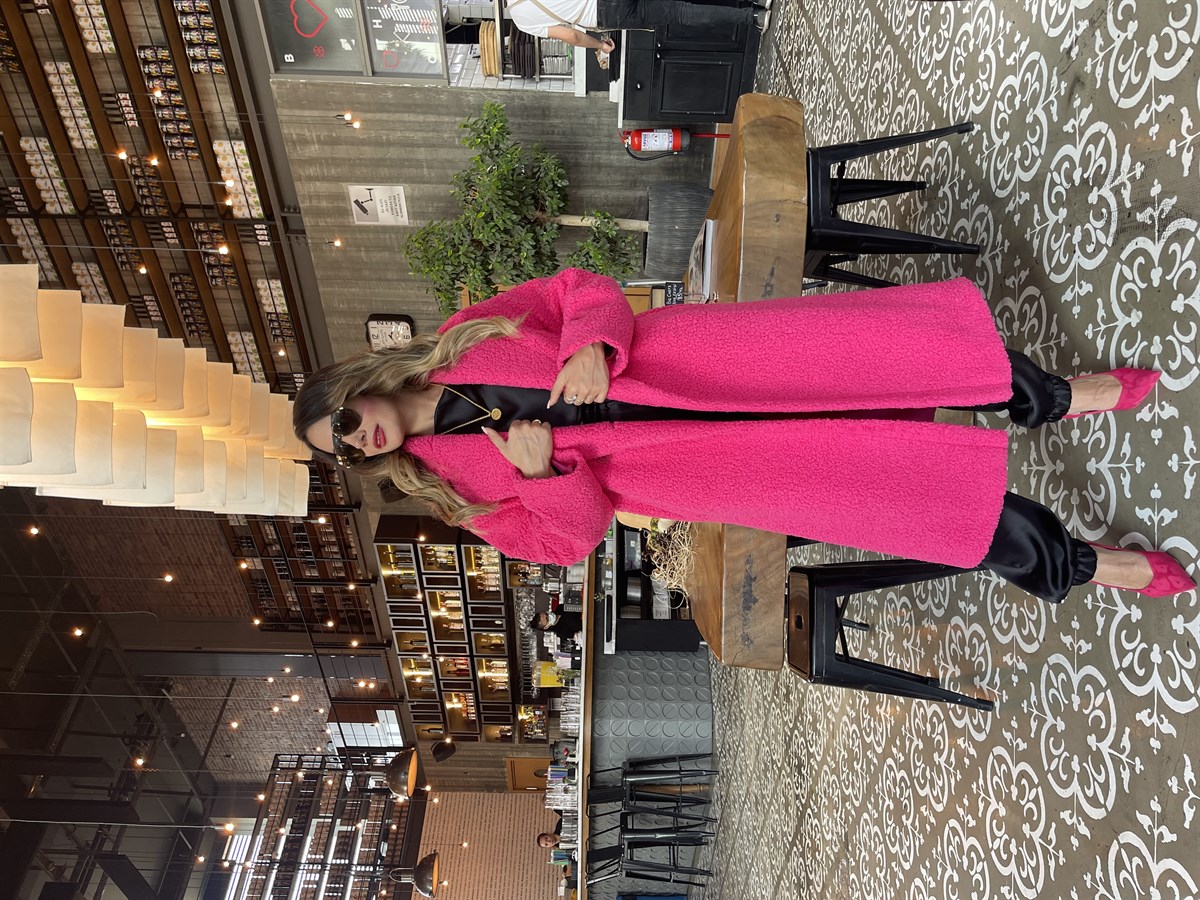PEMBE MİDİ BOY CEPLİ BUKLE KABAN
