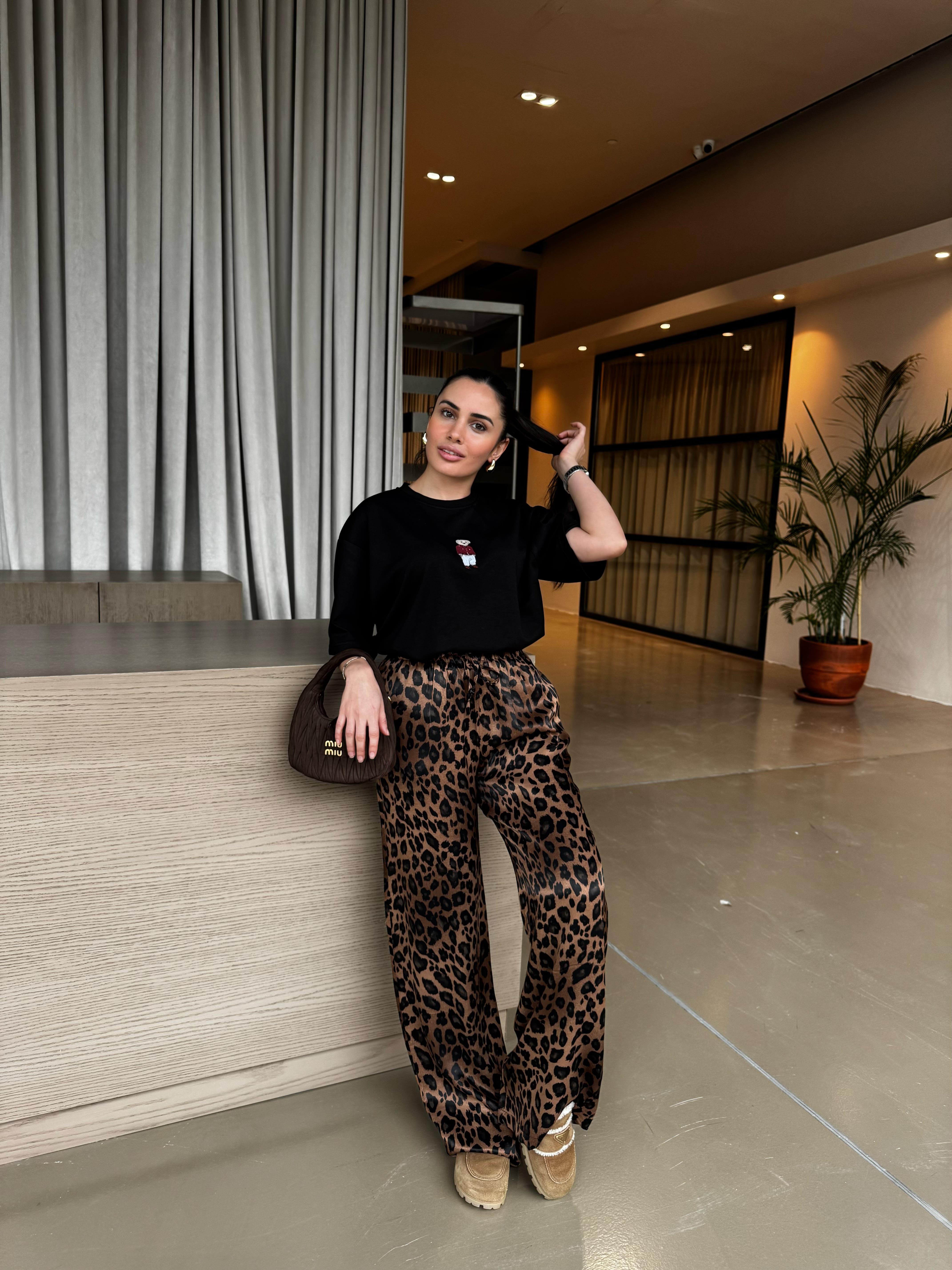 SATEN LEOPAR PANTOLON