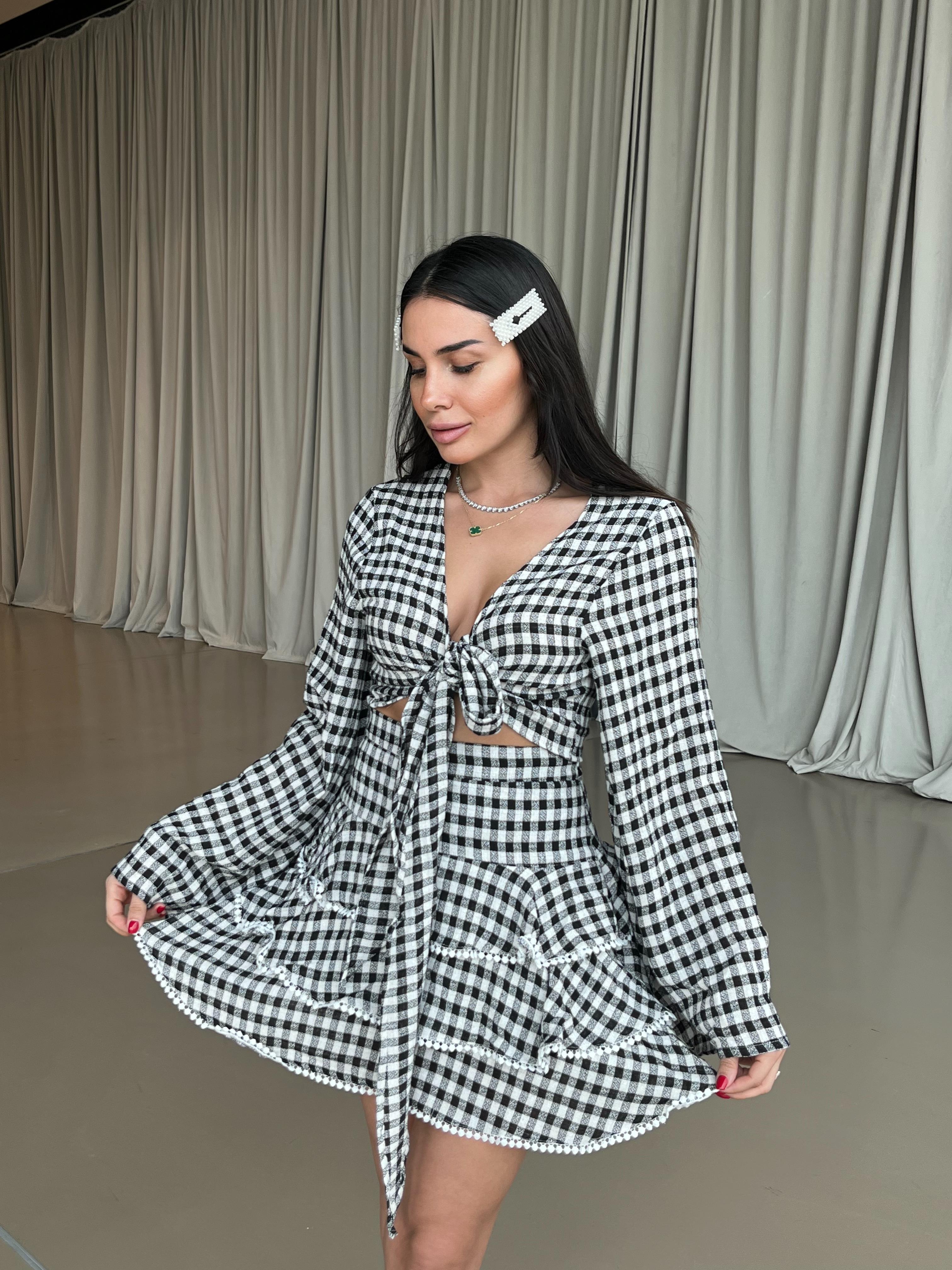 SİYAH EKOSELİ ETEK CROP TAKIM