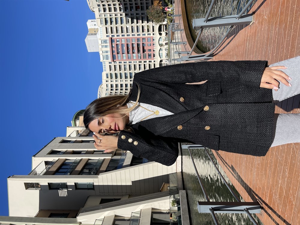 SİYAH GOLD DÜĞMELİ CEKET