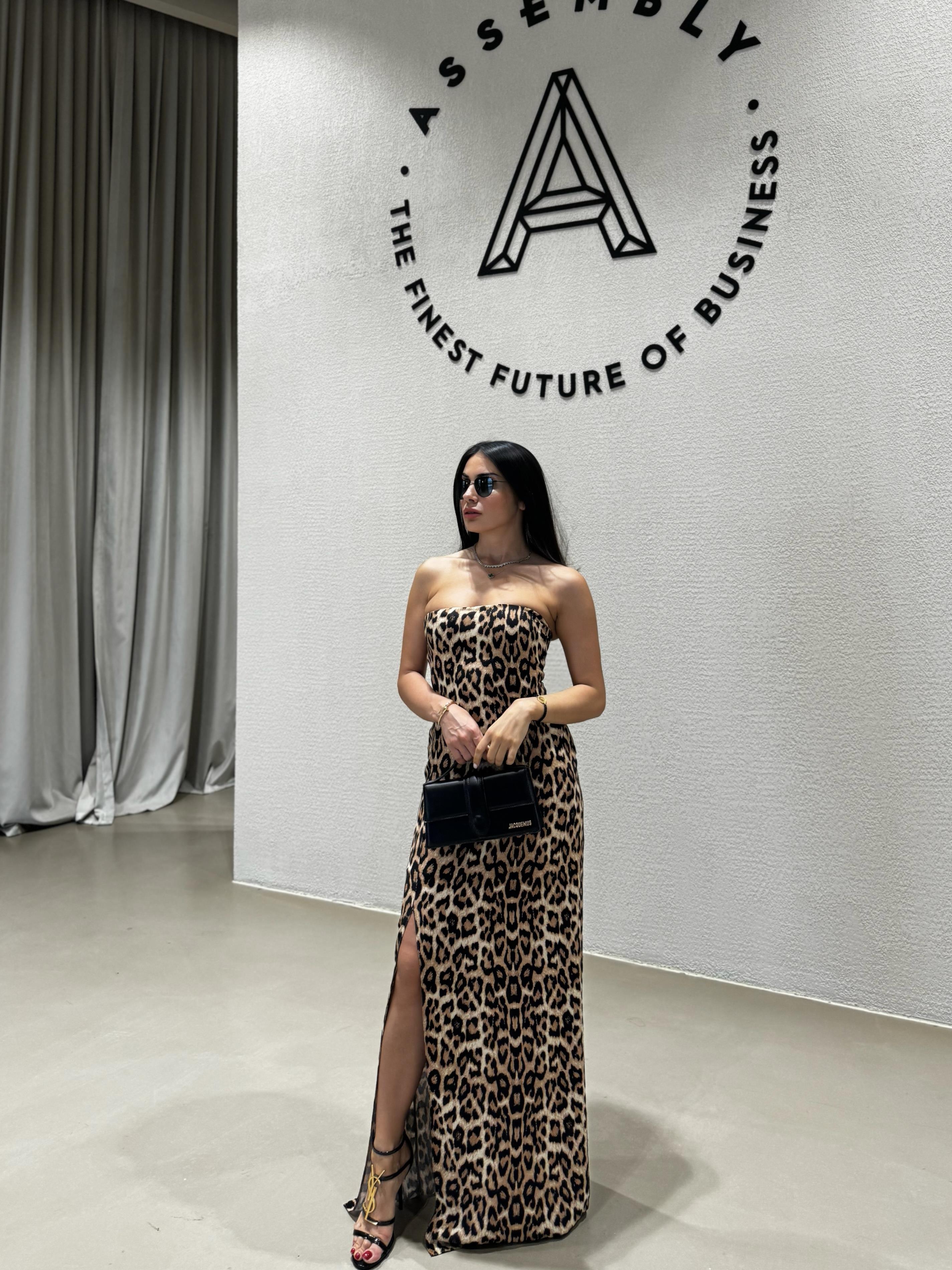 STRAPLEZ LEOPAR ELBİSE