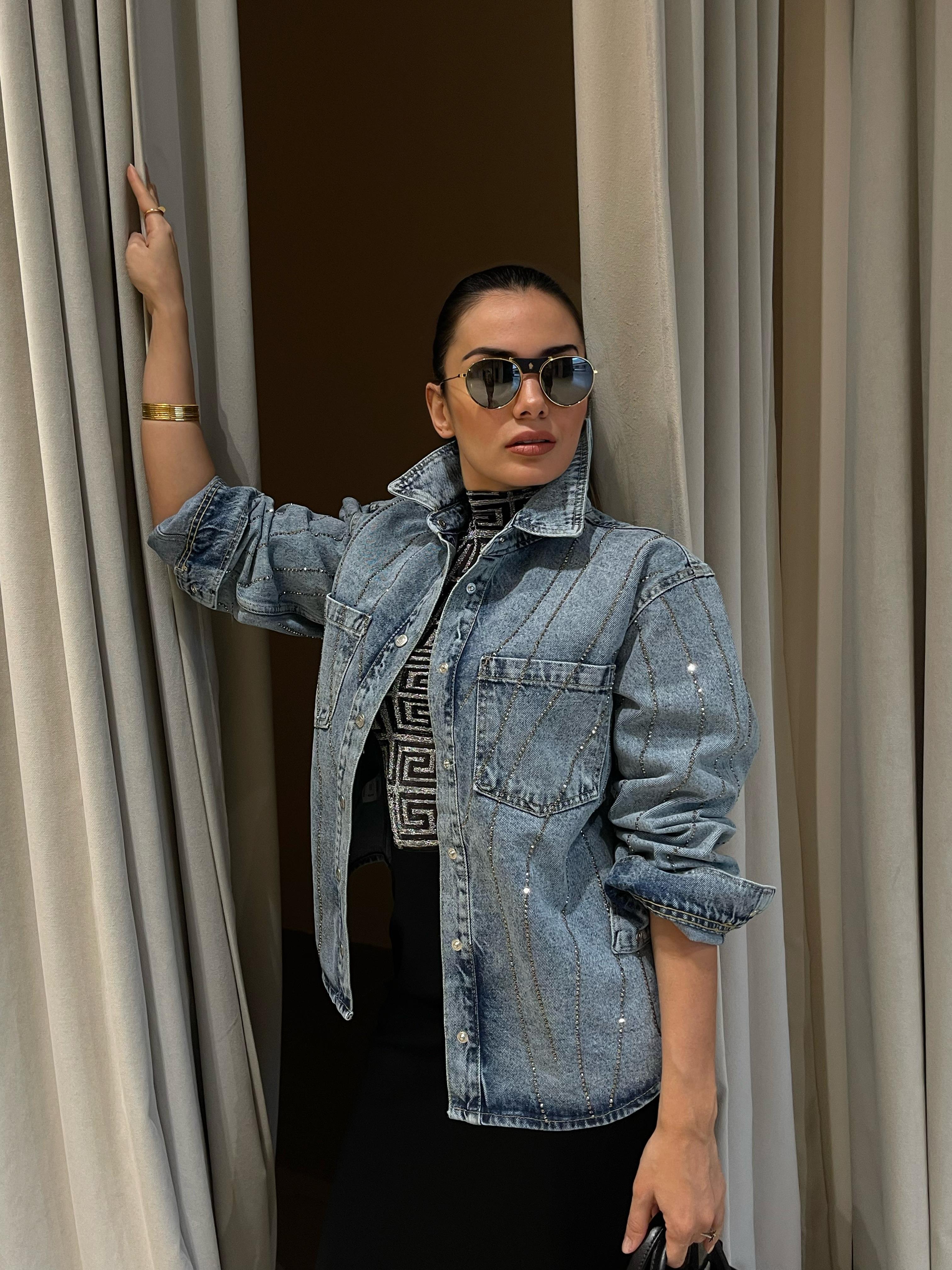 TAŞLI DENIM GÖMLEK CEKET