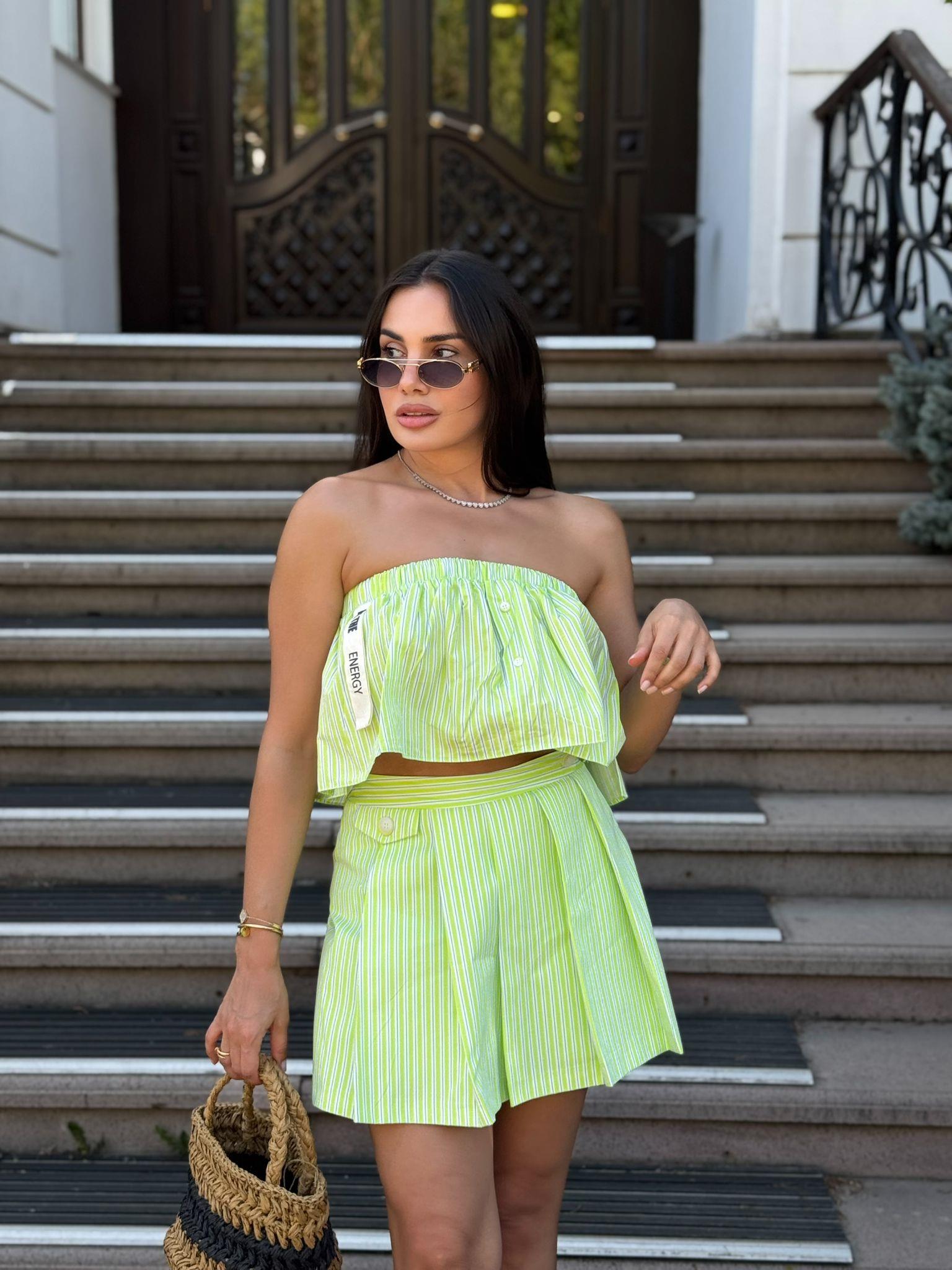 YEŞİL CROP ŞORT TAKIM