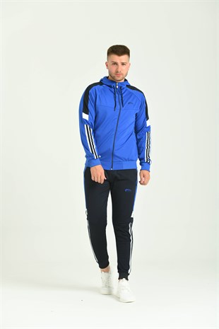 Kolda Şerit Kapşunlu Dalgıç MaviErkek Eşofman Takımı