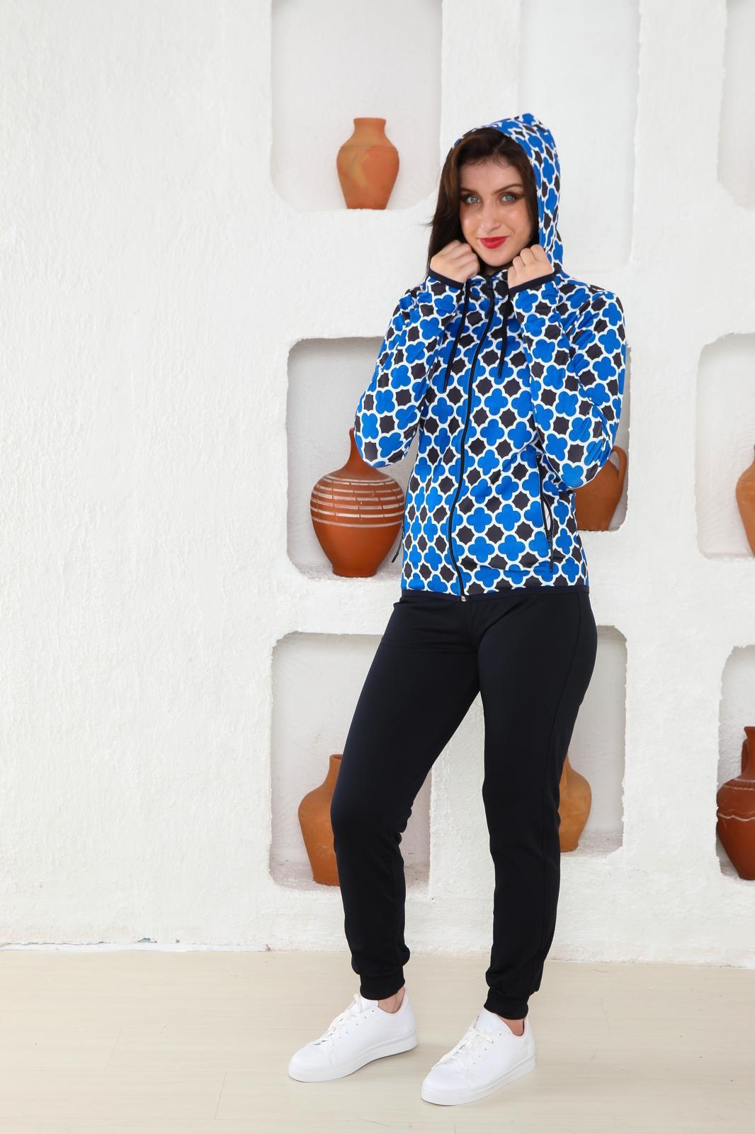  Desenli Mavi Bayan Takım