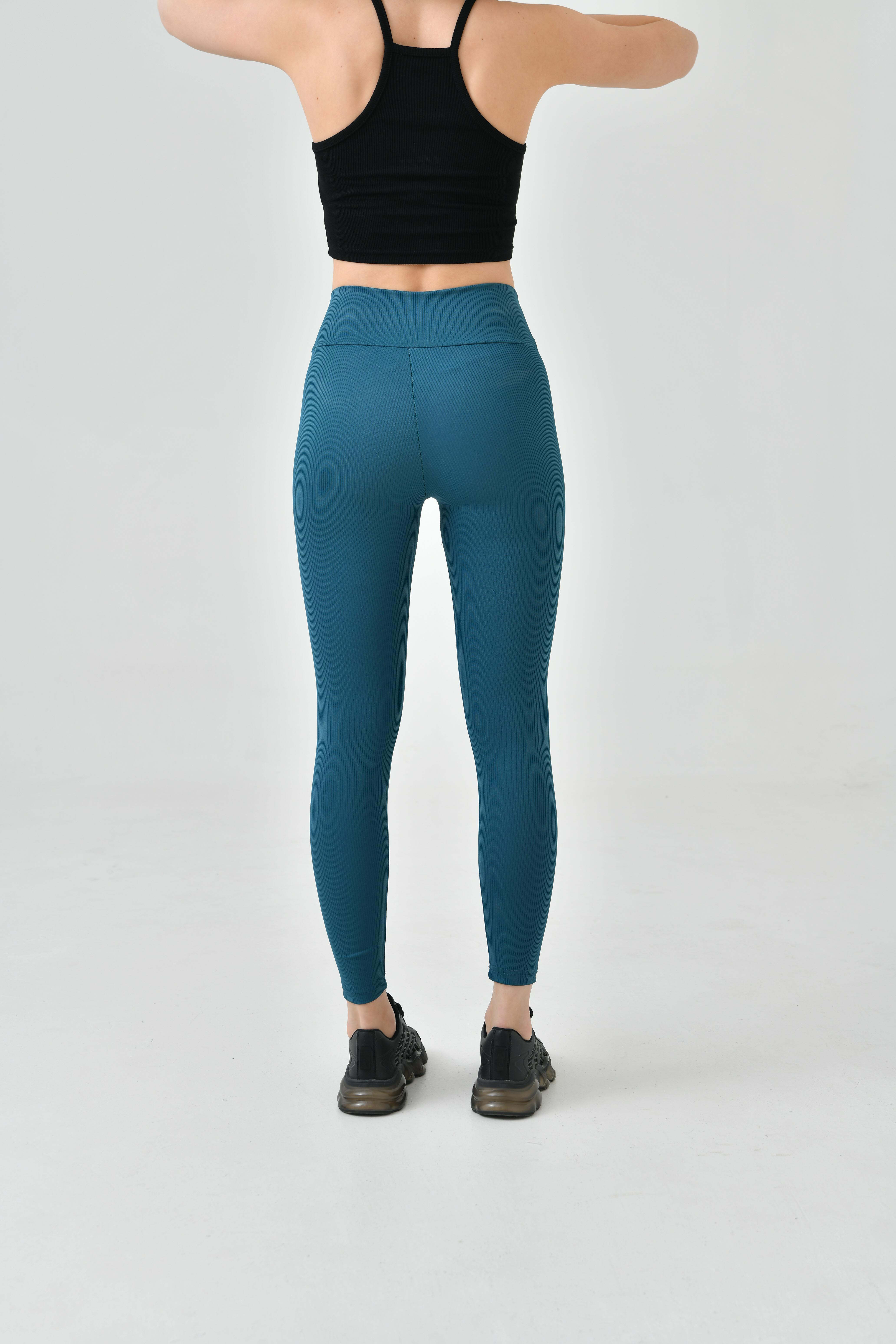 Petrol mavi  Kadın Yüksek Bel Toparlayıcılı Slim Fit Dar Paça Tayt