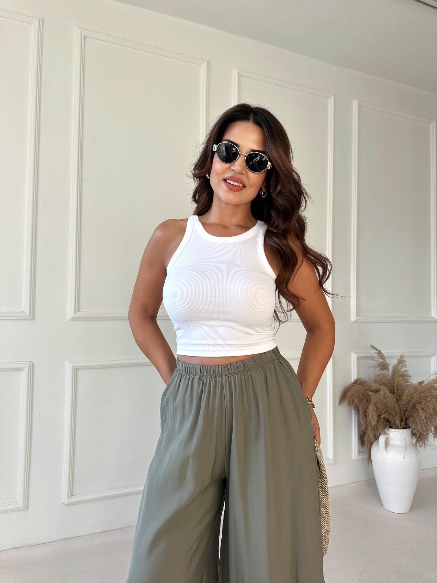 Halter Yaka Crop Atlet - Beyaz