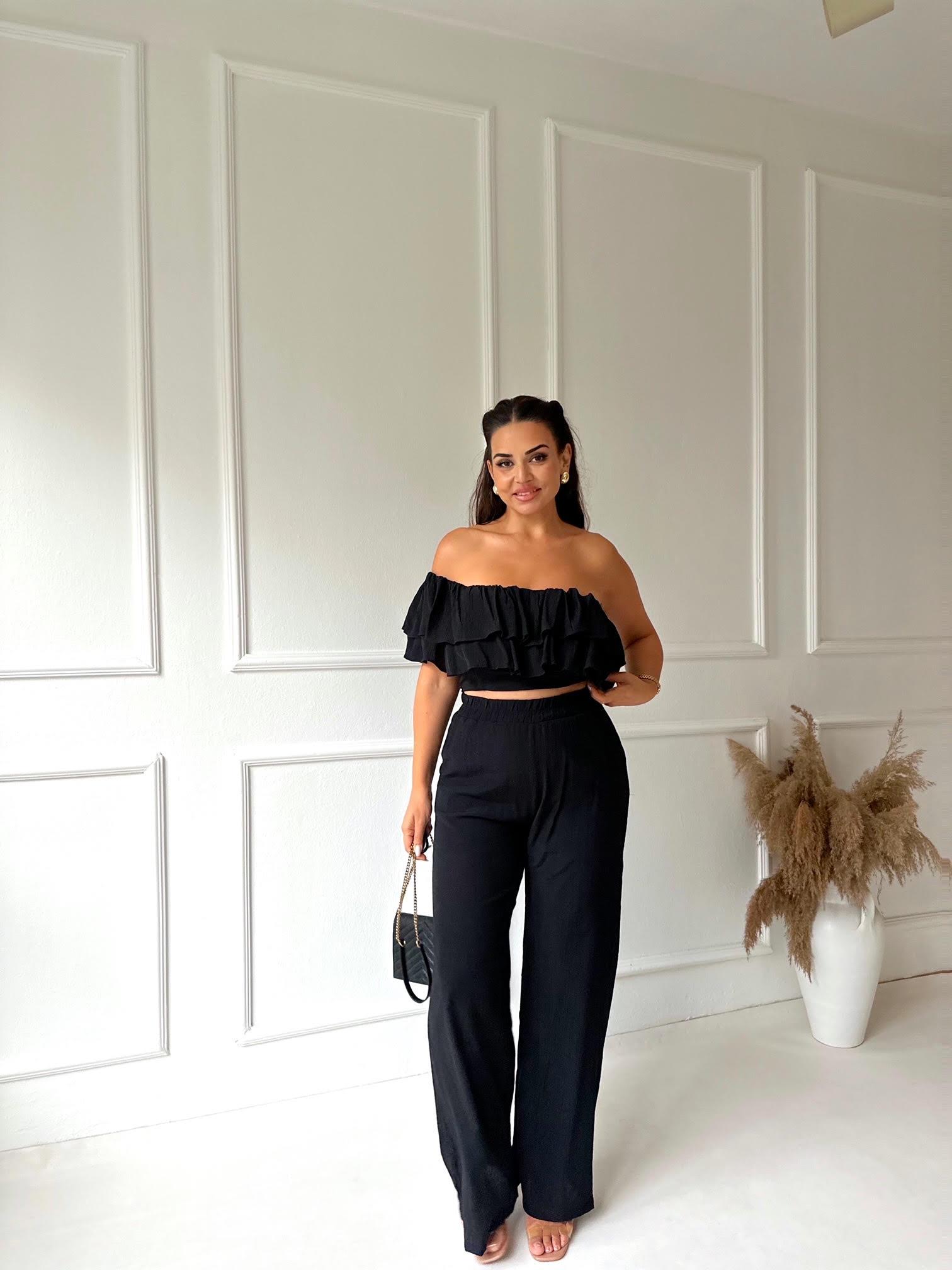 Lüks Kalite Beli Lastikli Yüksek Bel Siyah Pantolon 