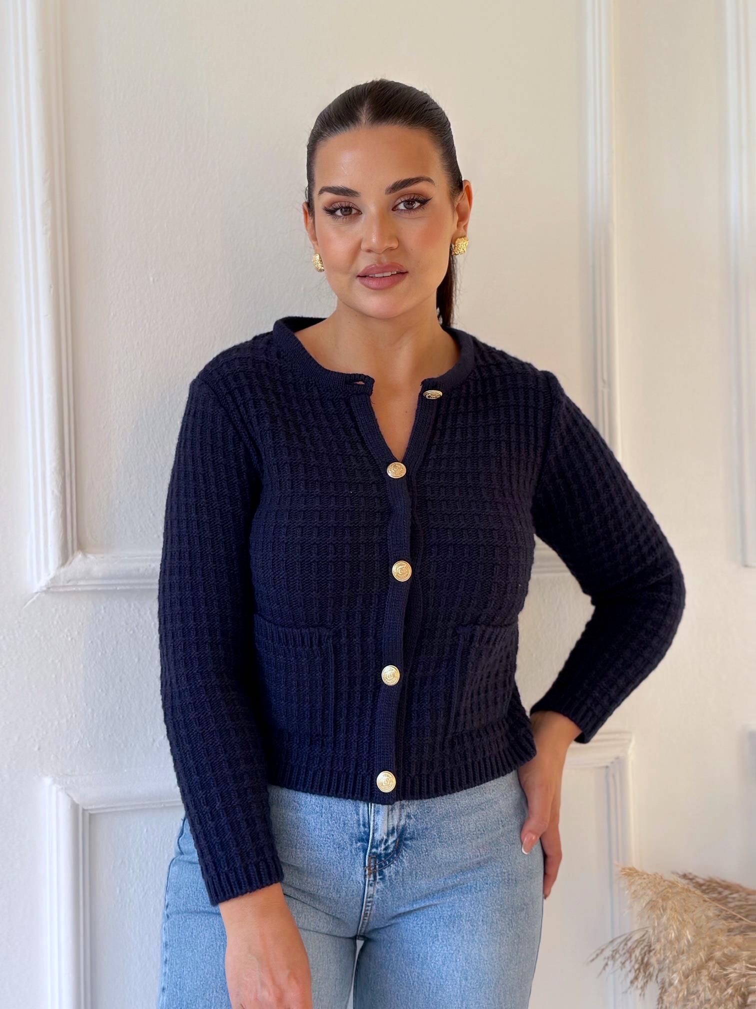 Orjinal Marka Premium Kalite Triko Ceket Lacivert