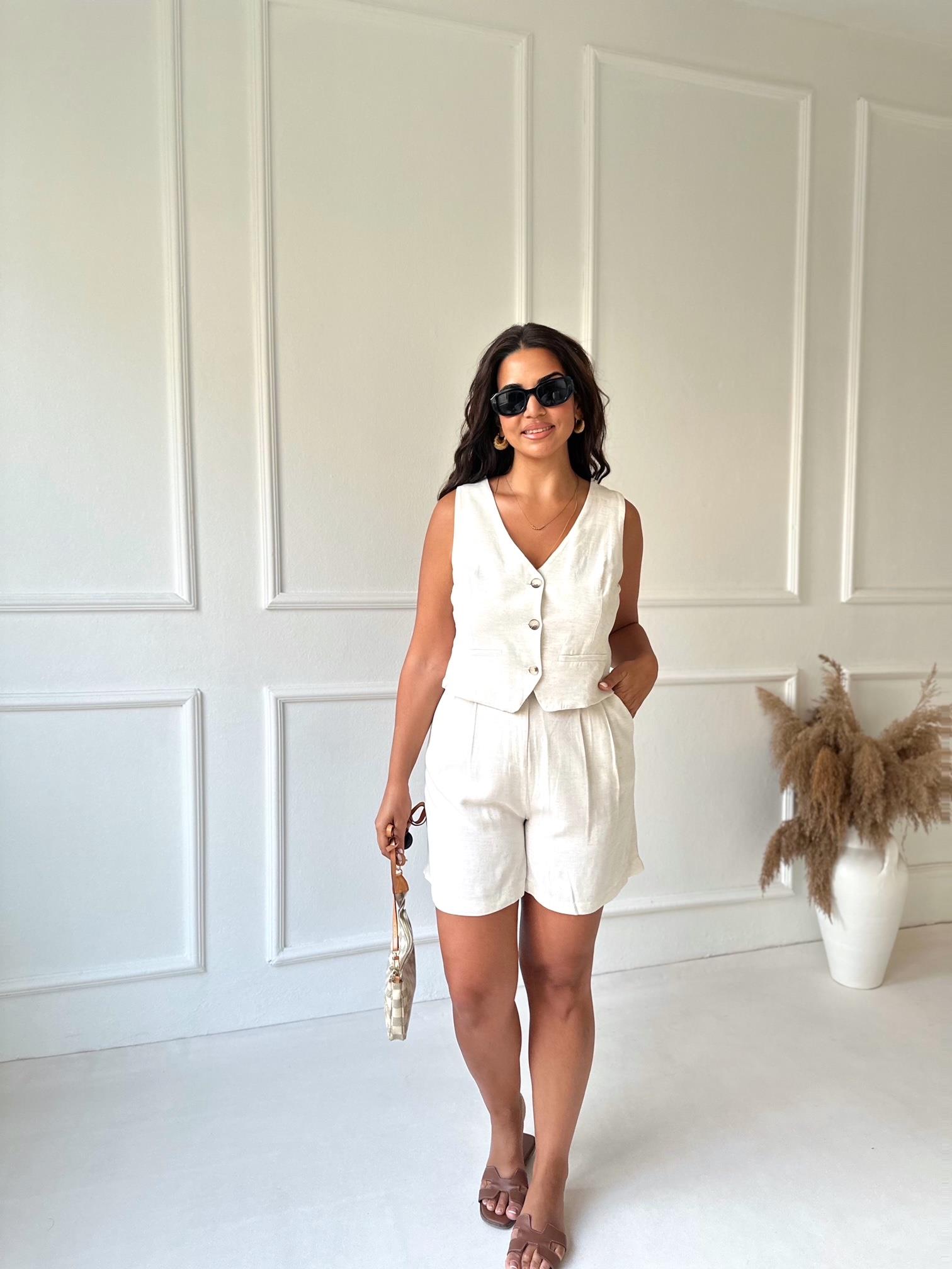 Premium Kalite Keten Kumaş Şehir Boy Şort