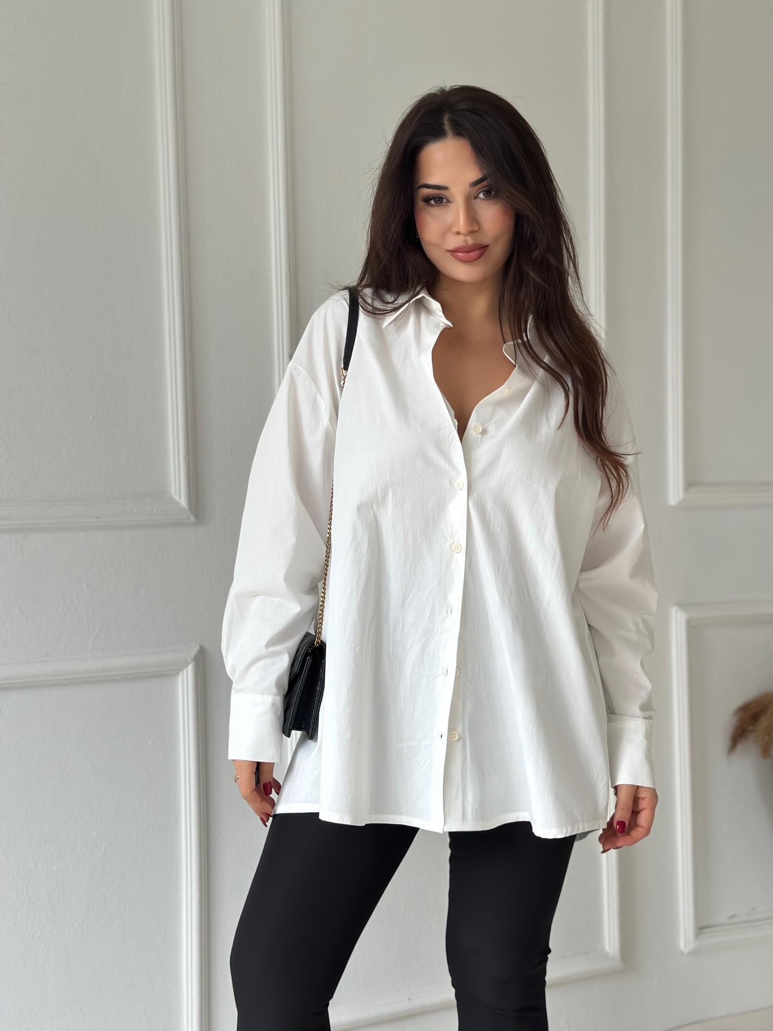 Premium Kalite Orijinal Marka Sırt Detaylı Pamuklu Poplin Gömlek | Nora Butik