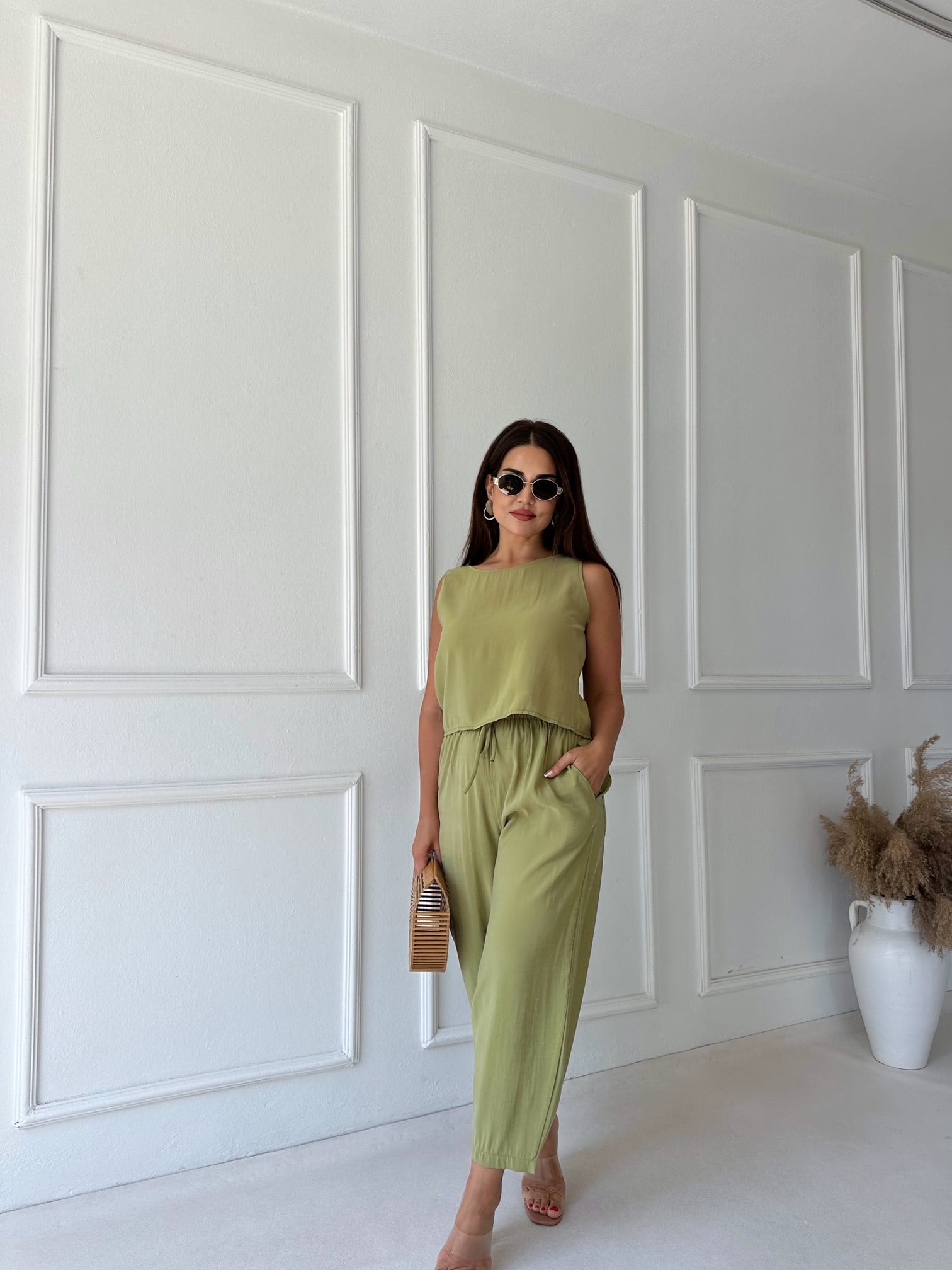 Riva Bluz Pantolon Tensel Takım - Haki