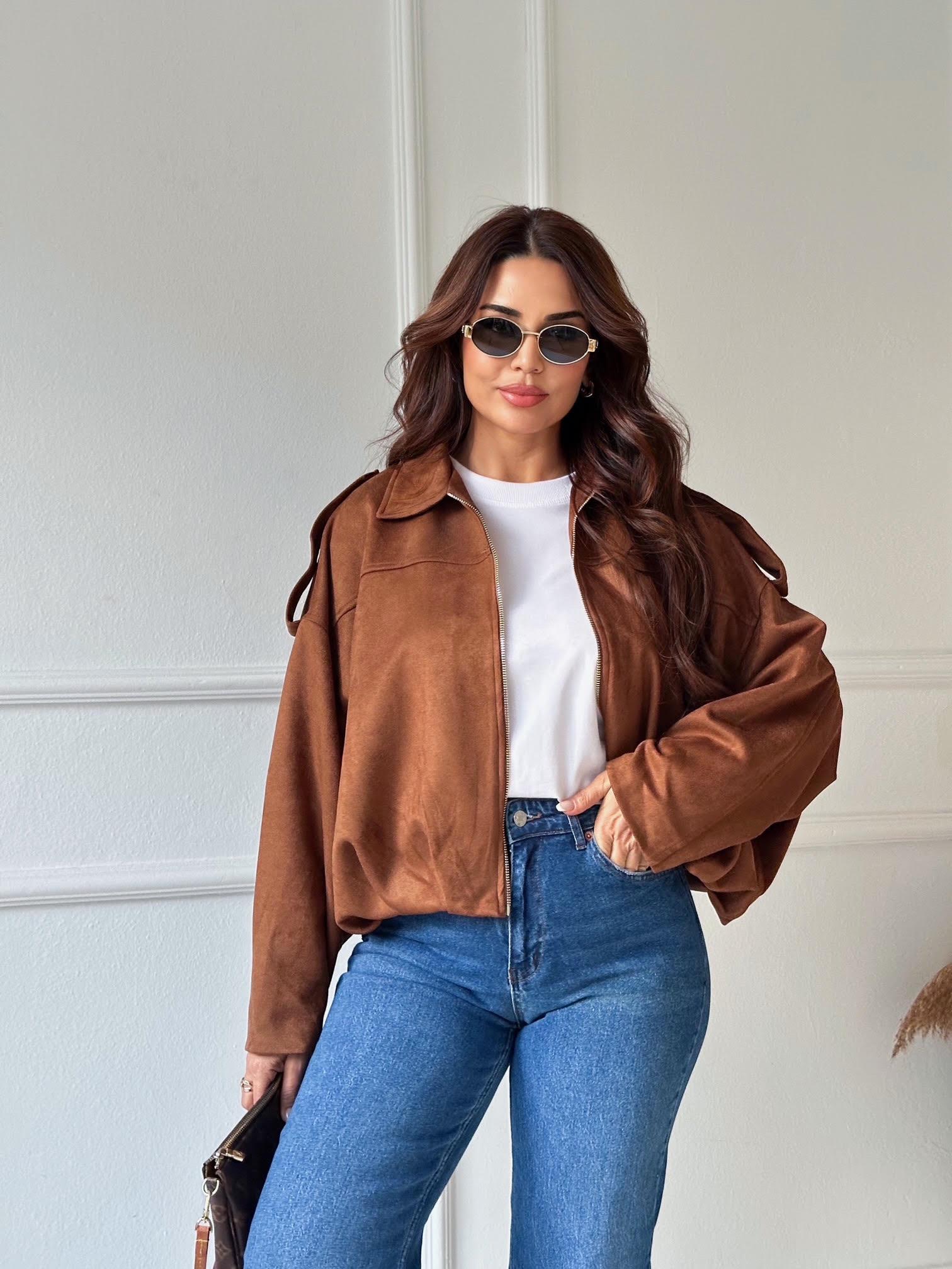 Zara Model Süet Bomber Ceket – Taba