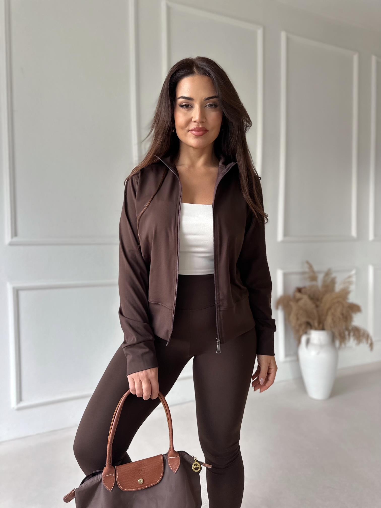 Active Kadın Ceket Tayt Spor Takım – Kahve · 3